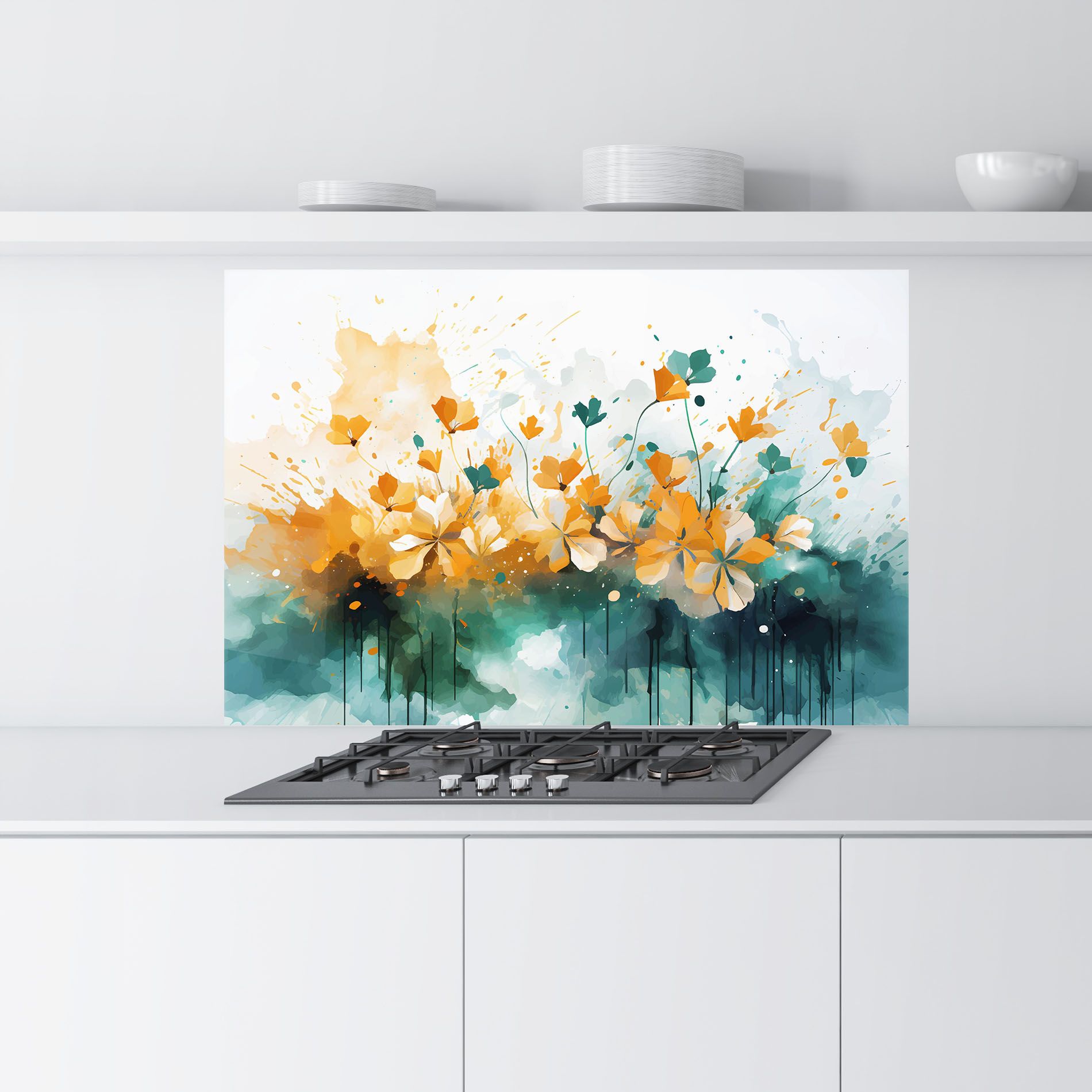 Orange Green Flowers mockup 9