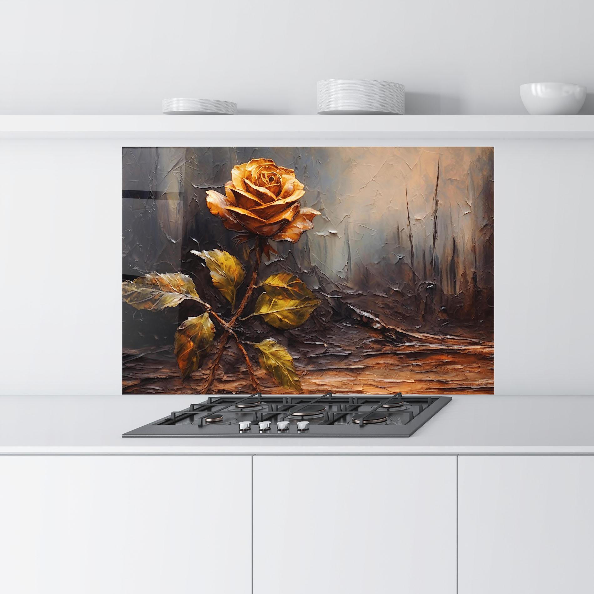 Konyhai üveg hátfal Orange Rose Art mockup 9