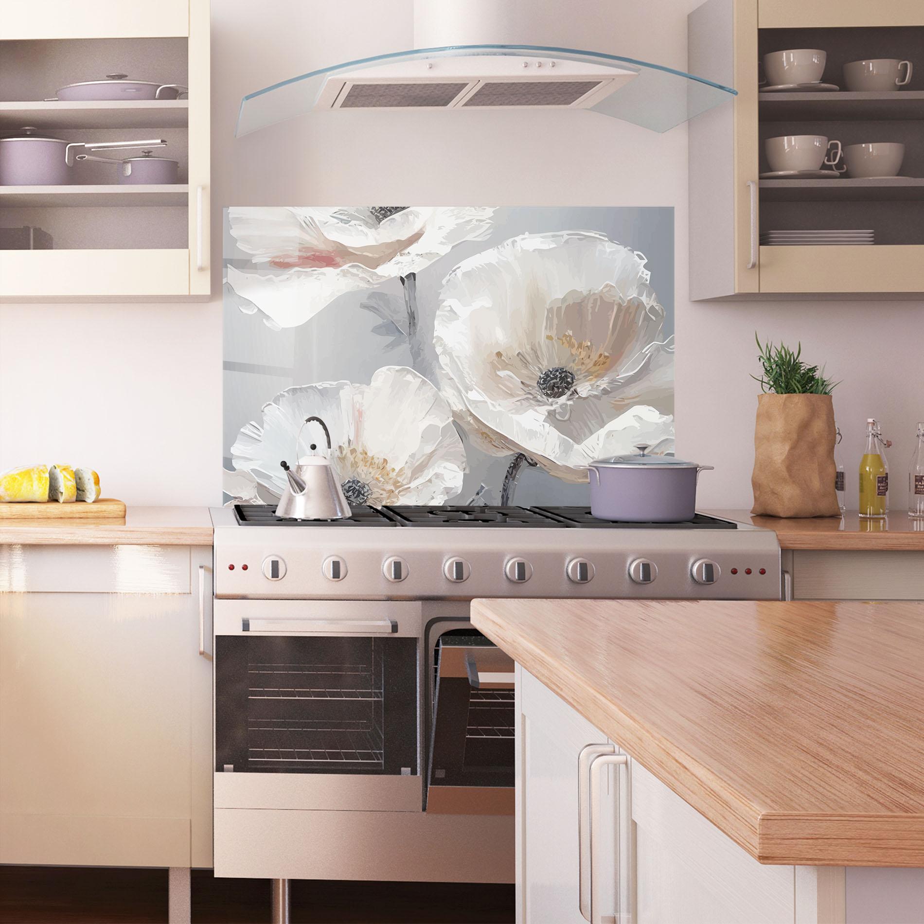 Konyhai üveg hátfal Cream Mix Flower mockup 1