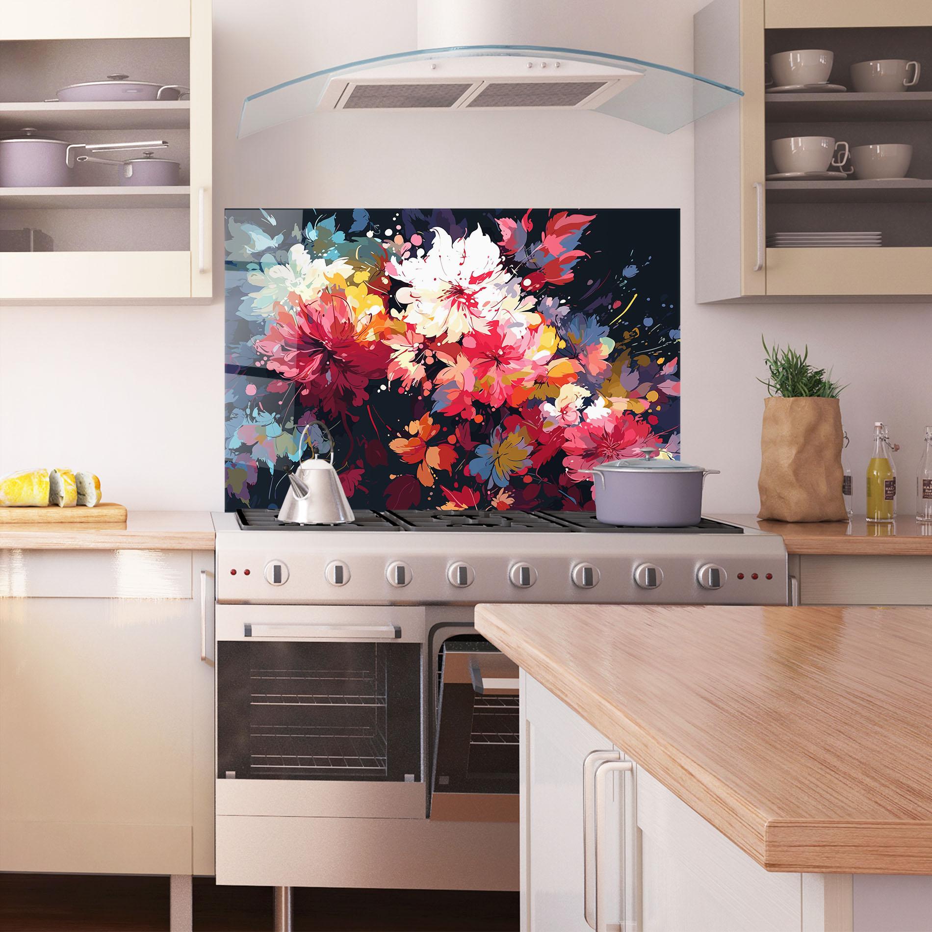 Konyhai üveg hátfal Flower Art Texture mockup 1