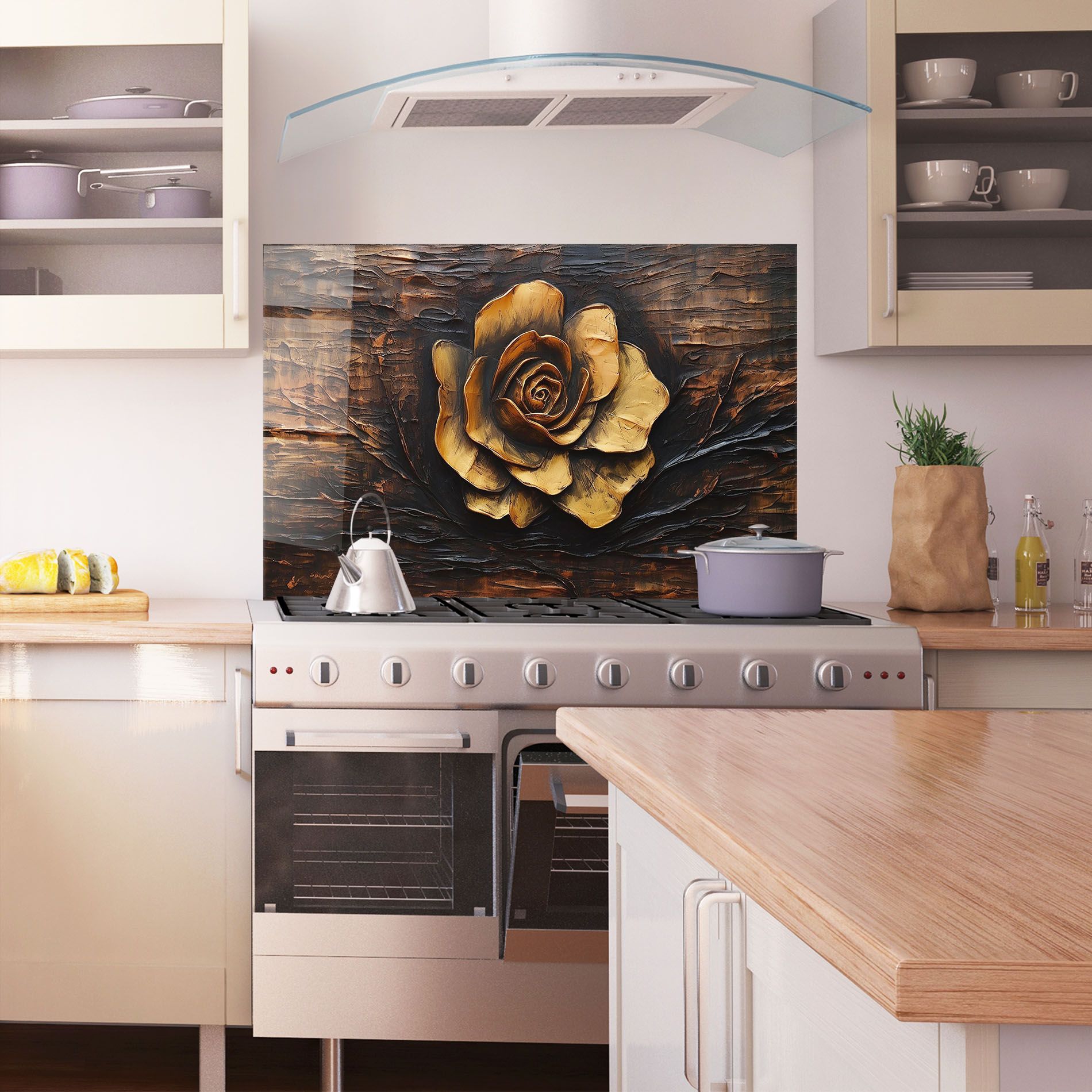 Gold Rose On Wood mockup 1