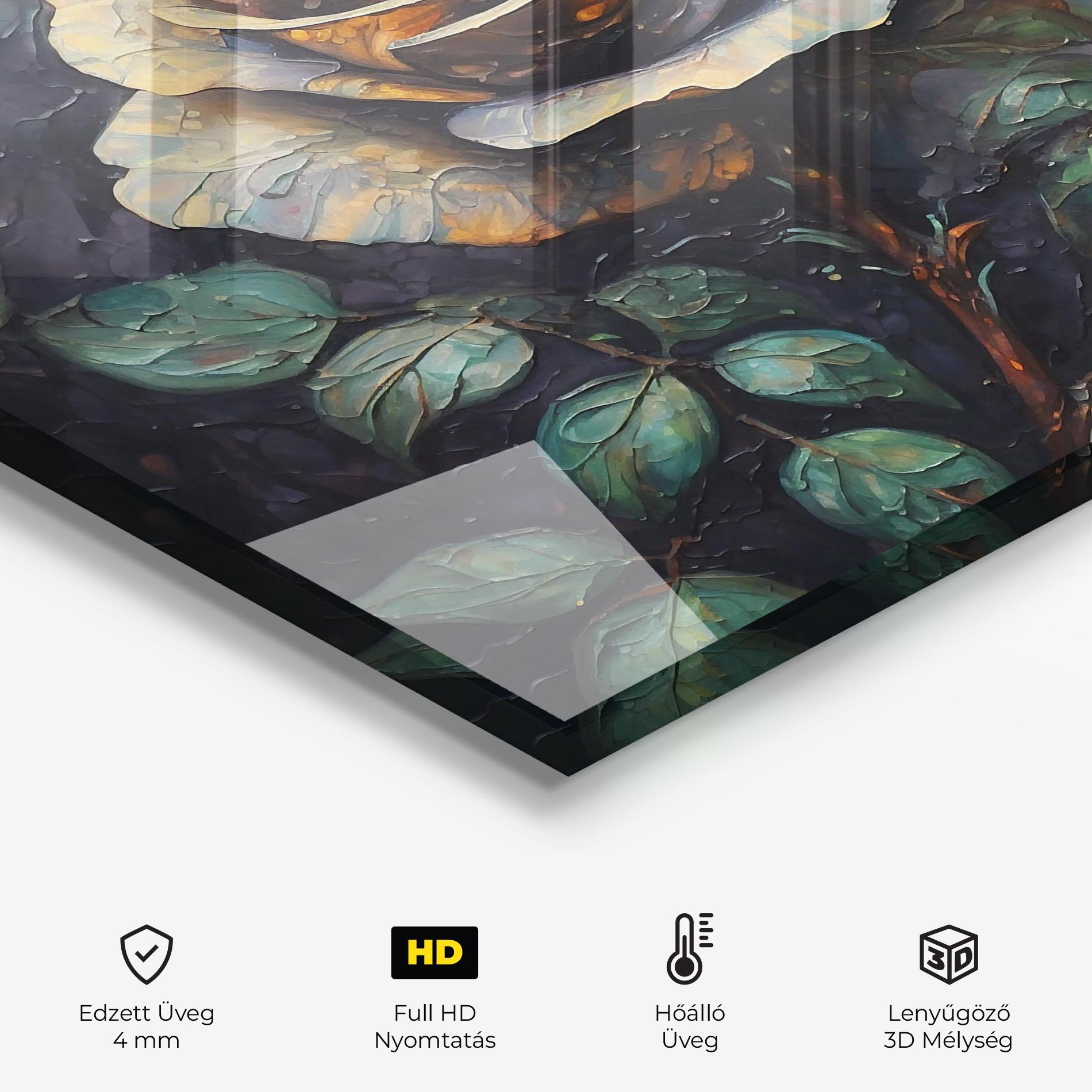 Konyhai üveg hátfal Blue Yellow Rose Art mockup 2