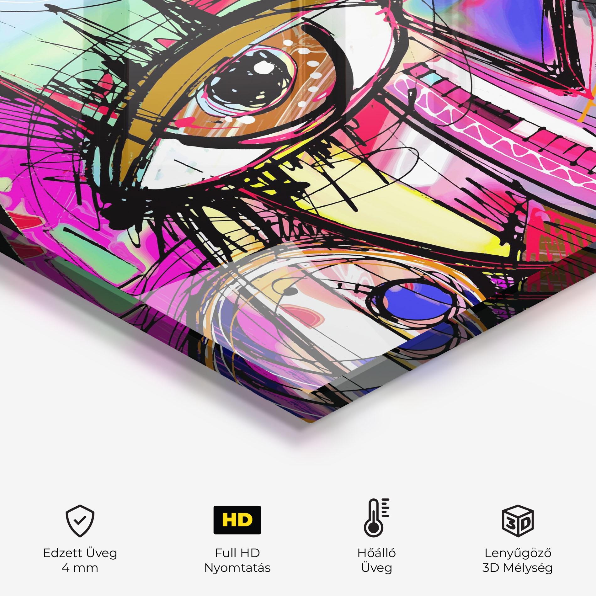 Konyhai üveg hátfal Color Mix Eyes mockup 2