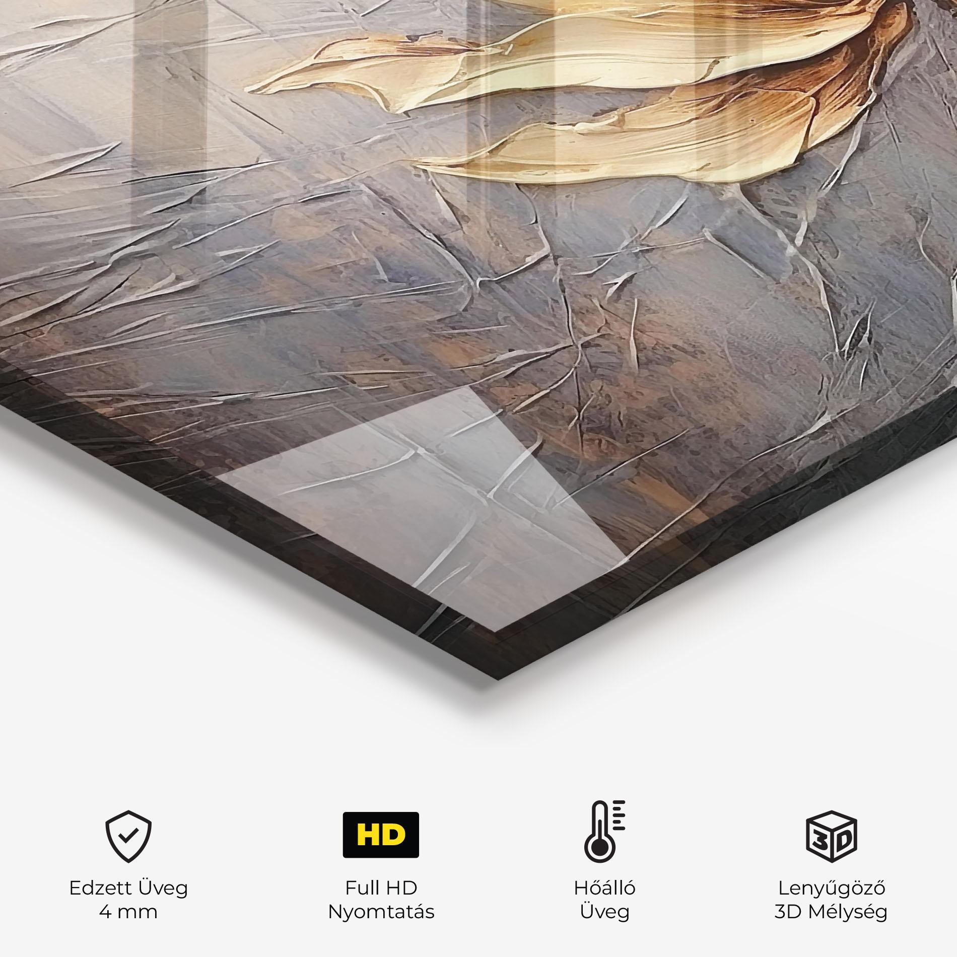 Konyhai üveg hátfal Cream Rose On Blue mockup 2