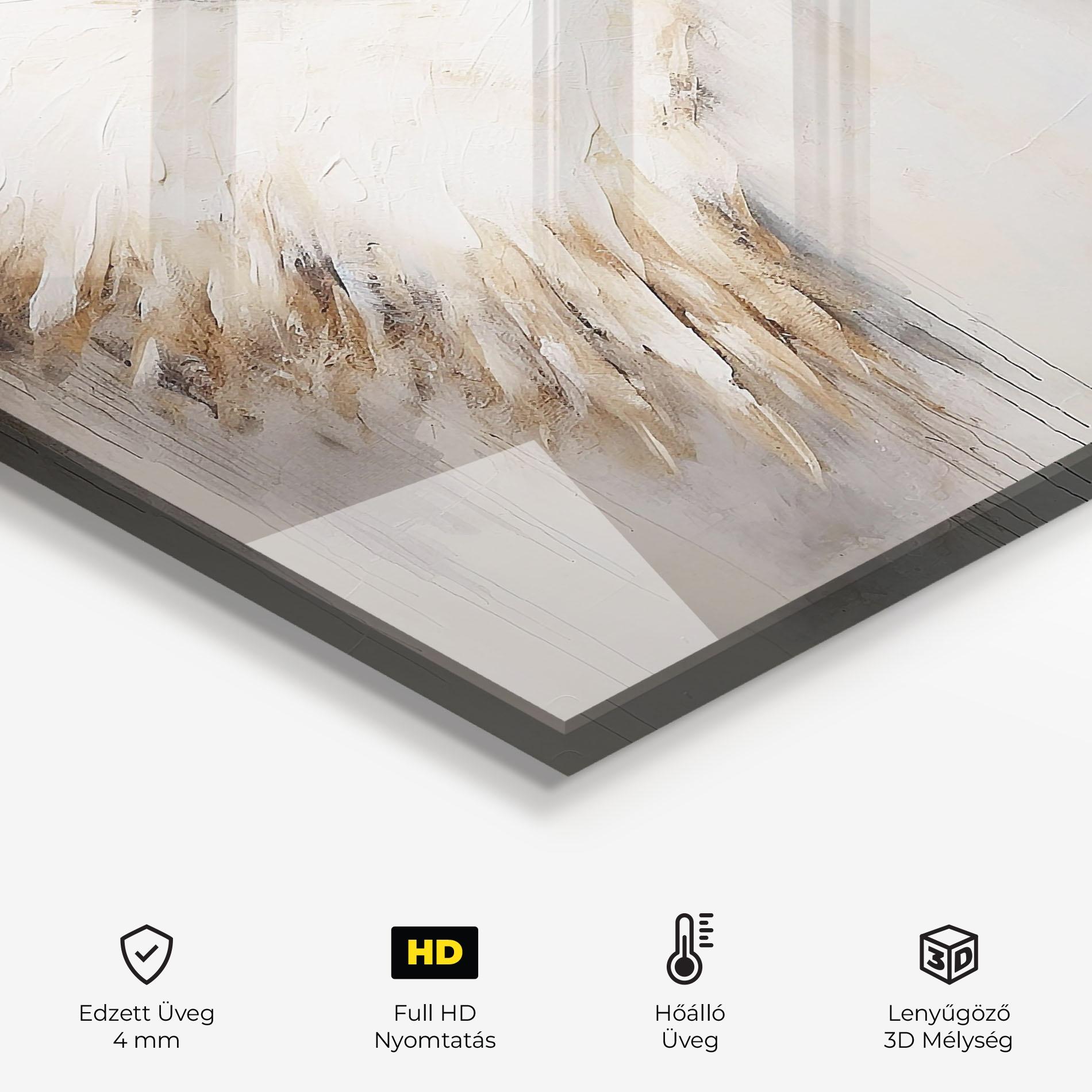 Konyhai üveg hátfal Cream White Wings mockup 2