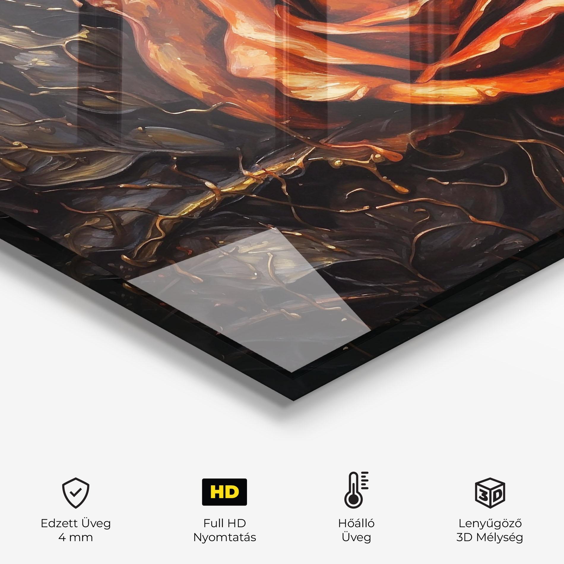 Konyhai üveg hátfal Dark Orange Rose Art mockup 2