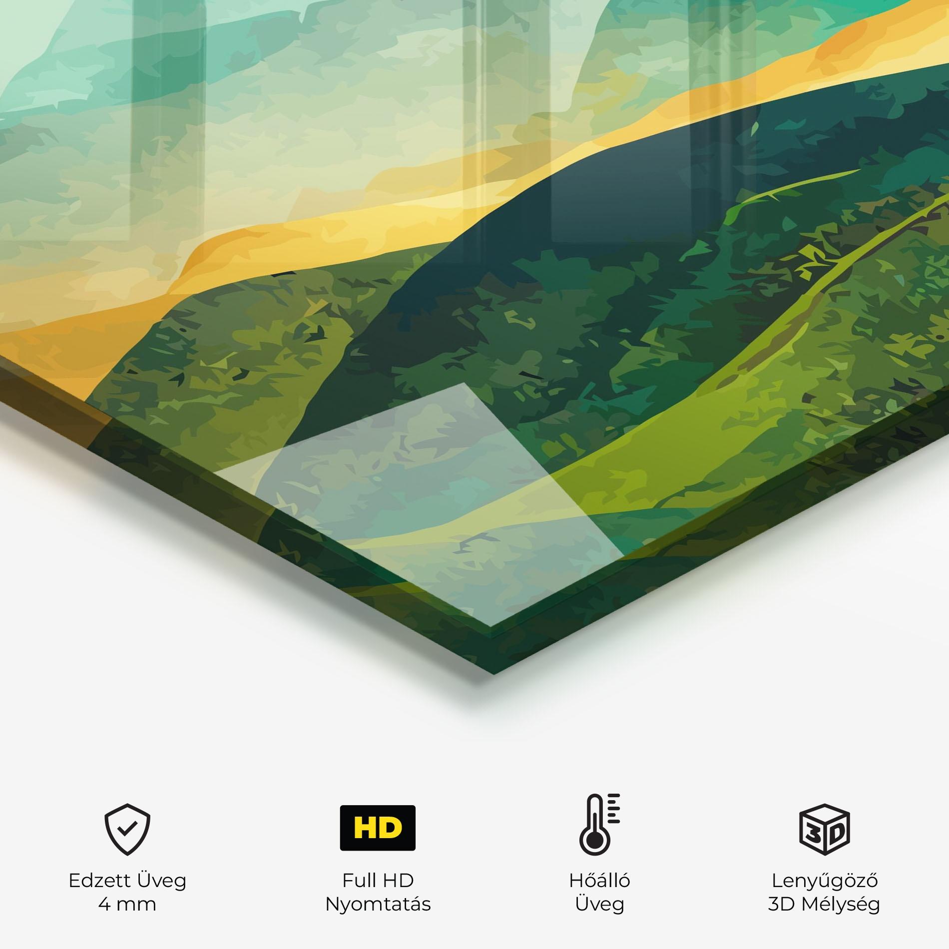 Konyhai üveg hátfal Green Art Mountain mockup 2