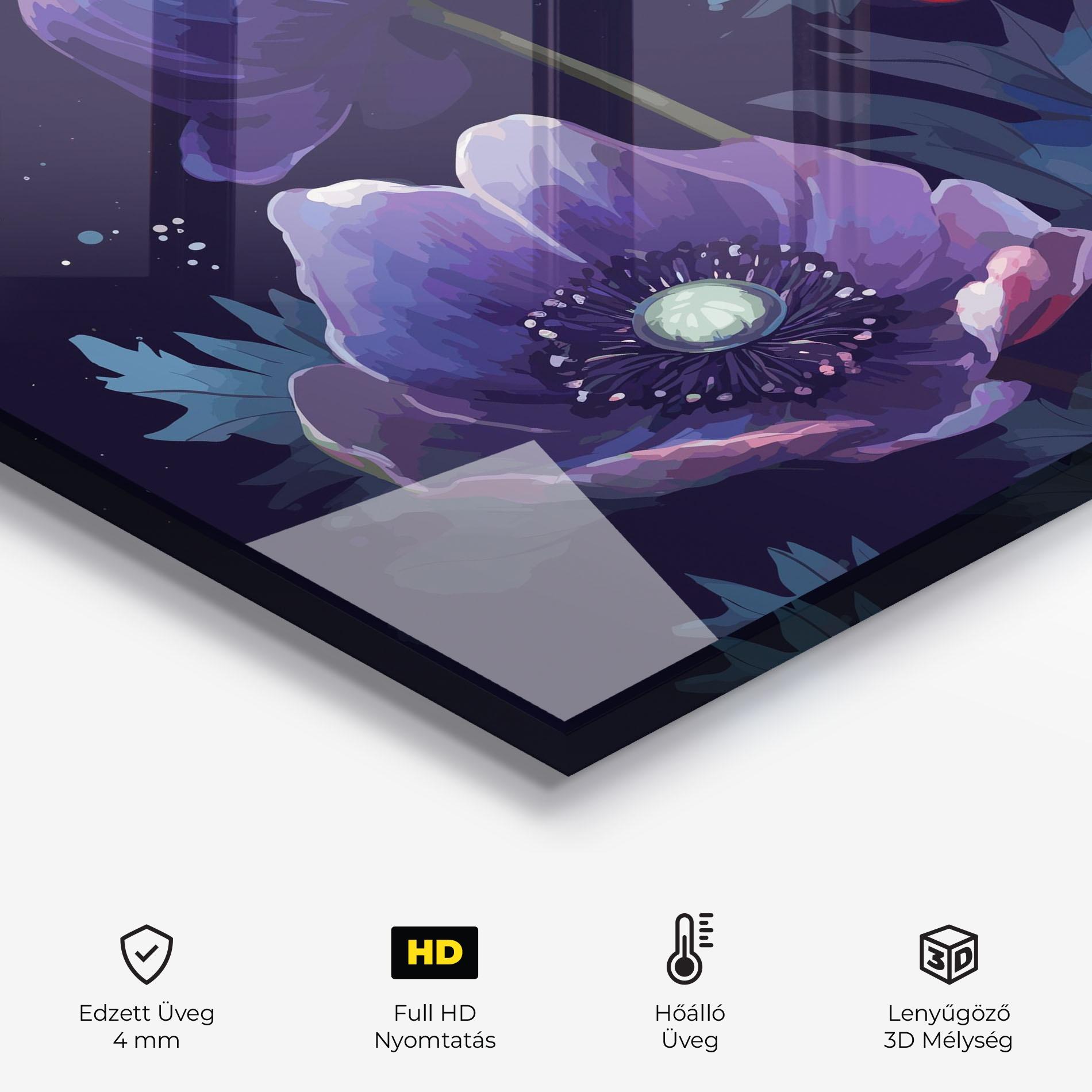 Konyhai üveg hátfal Night Poppy Art mockup 2