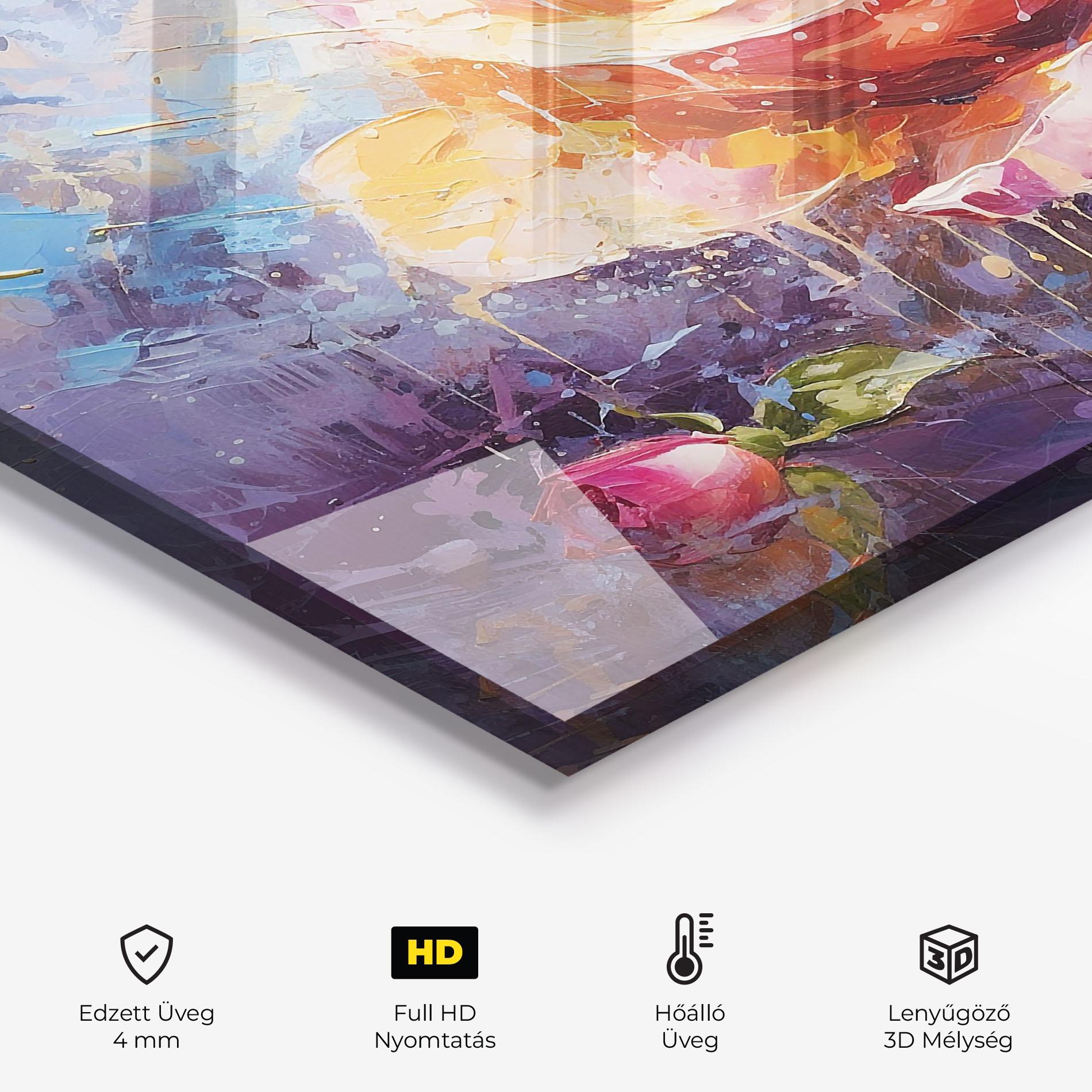 Konyhai üveg hátfal Orange Pink Peony Art mockup 2