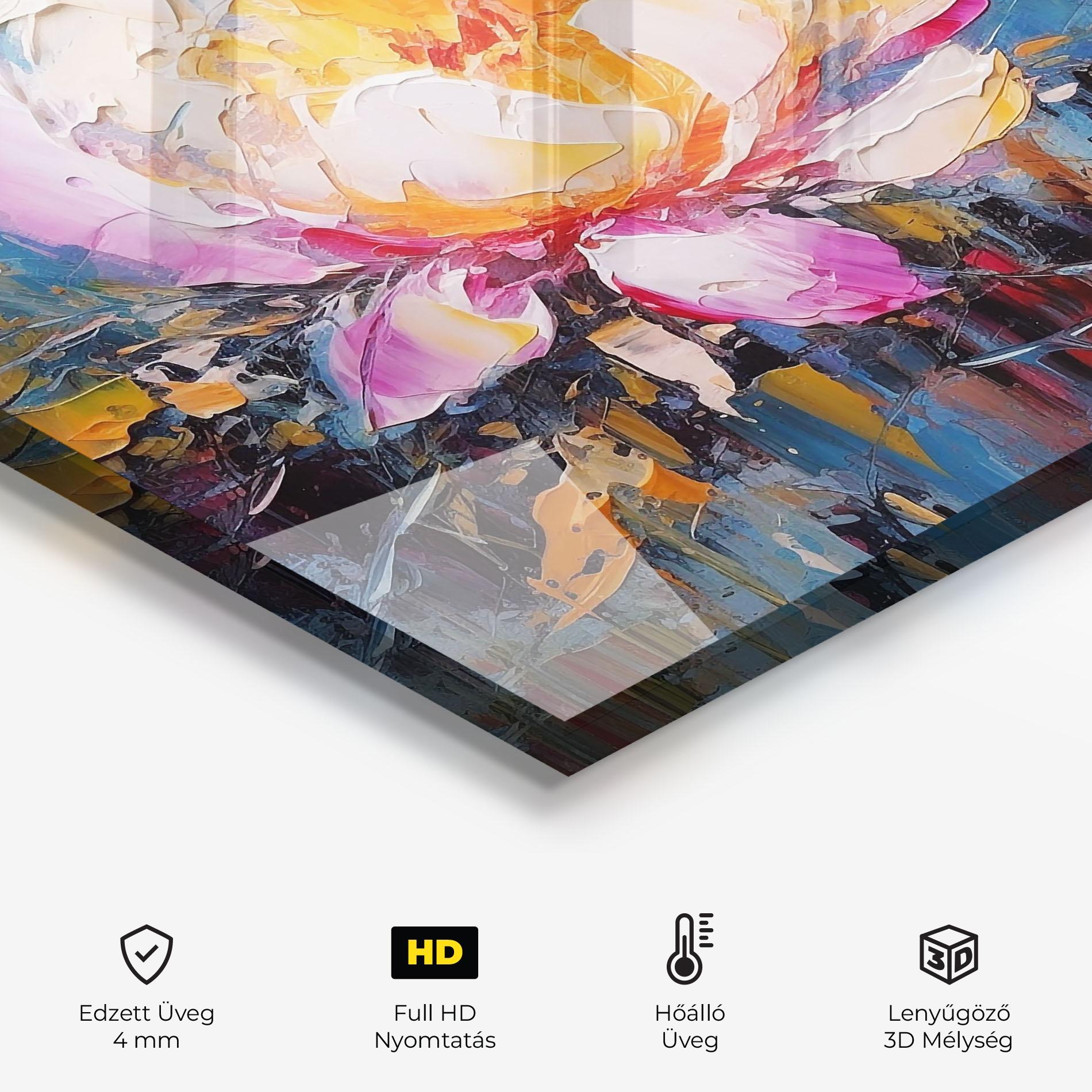 Konyhai üveg hátfal Pink Orange Peony Art mockup 2