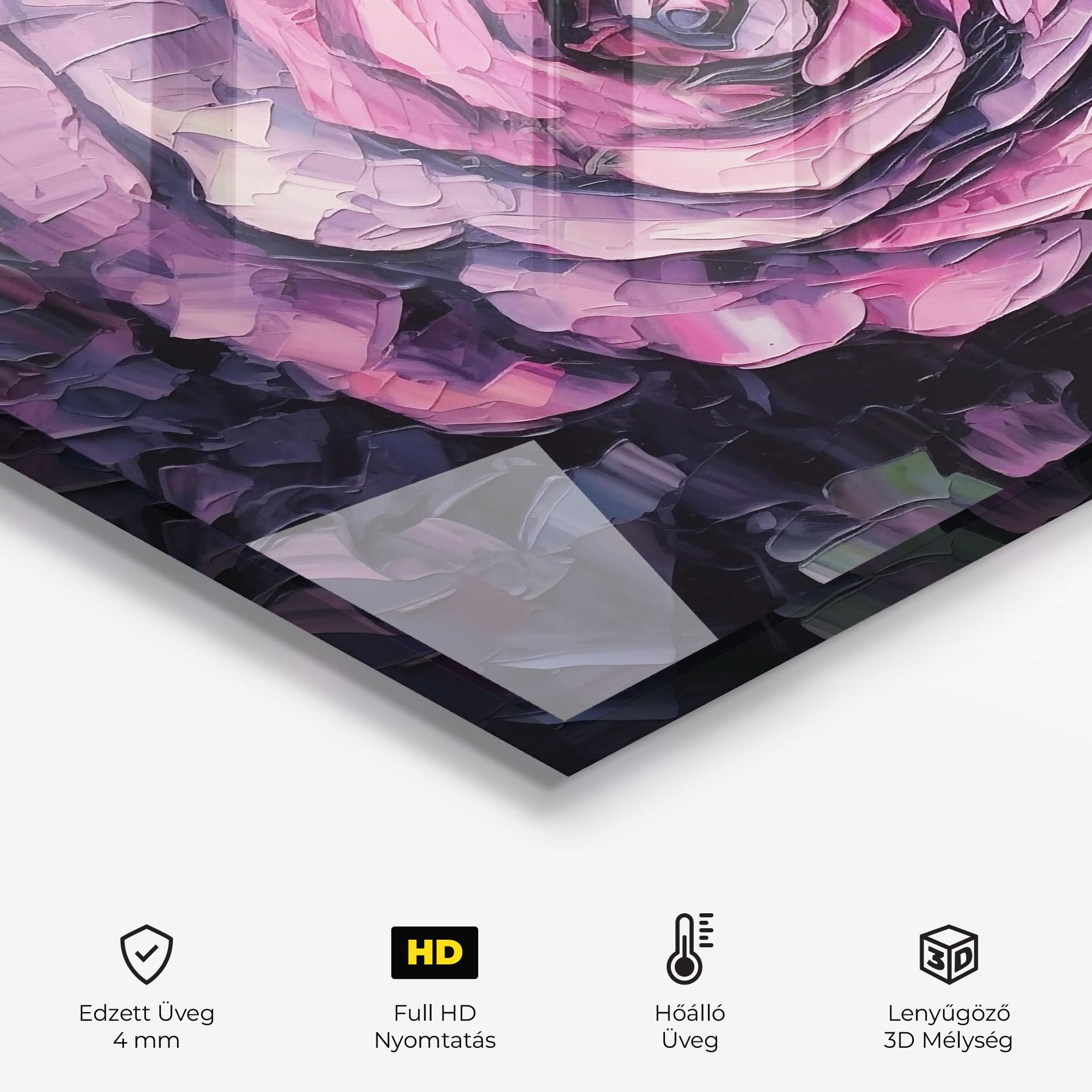 Konyhai üveg hátfal Pretty Purple Rose Art mockup 2