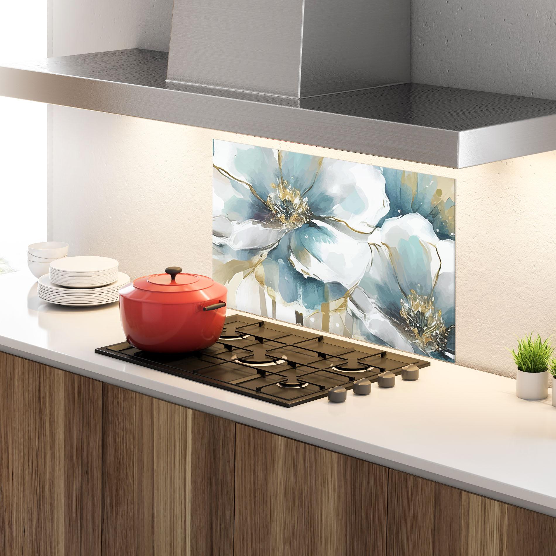 Konyhai üveg hátfal Flower Mix Art mockup 4