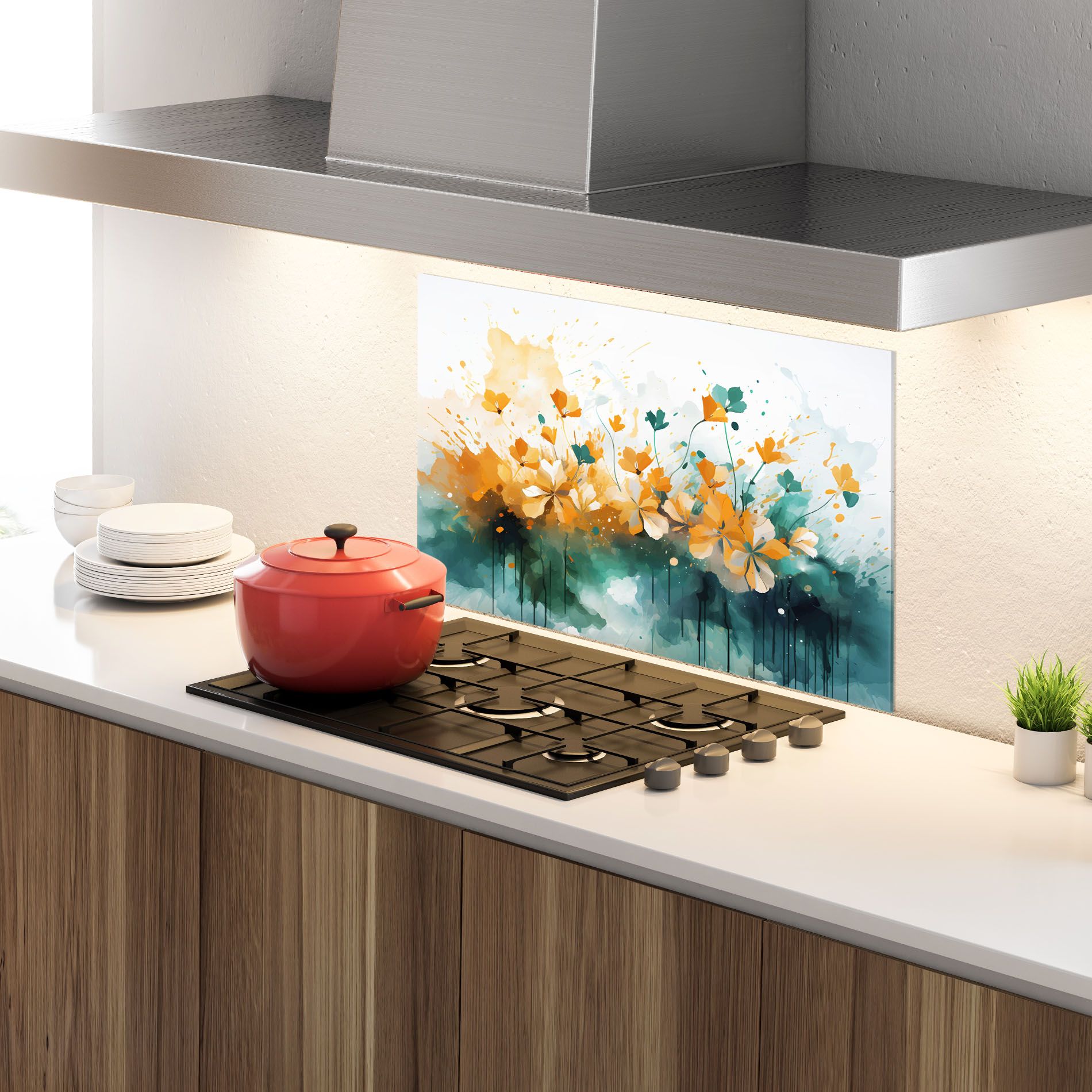 Orange Green Flowers mockup 4