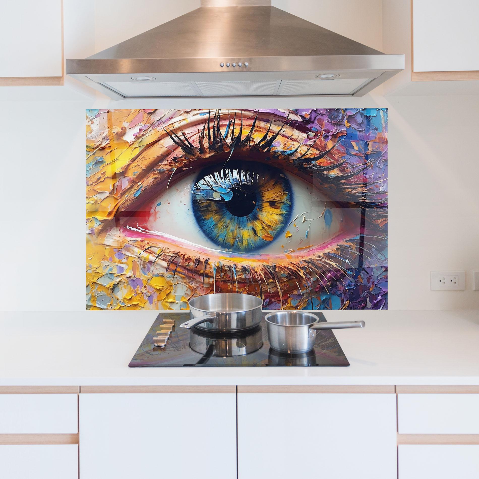 Konyhai üveg hátfal Blue Eyes Art mockup 5