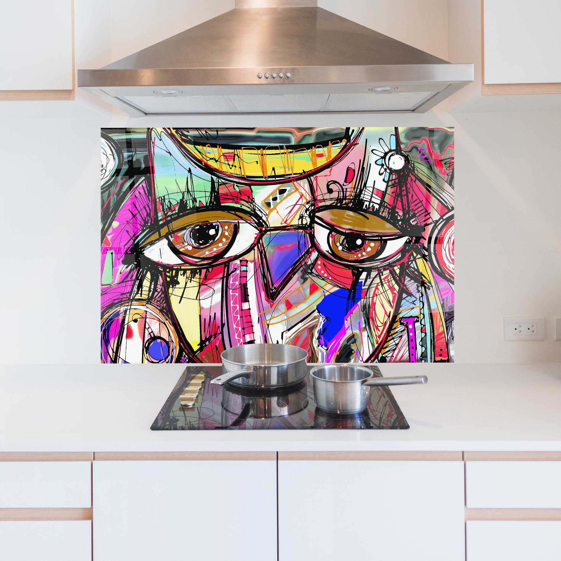 Konyhai üveg hátfal Color Mix Eyes mockup 5