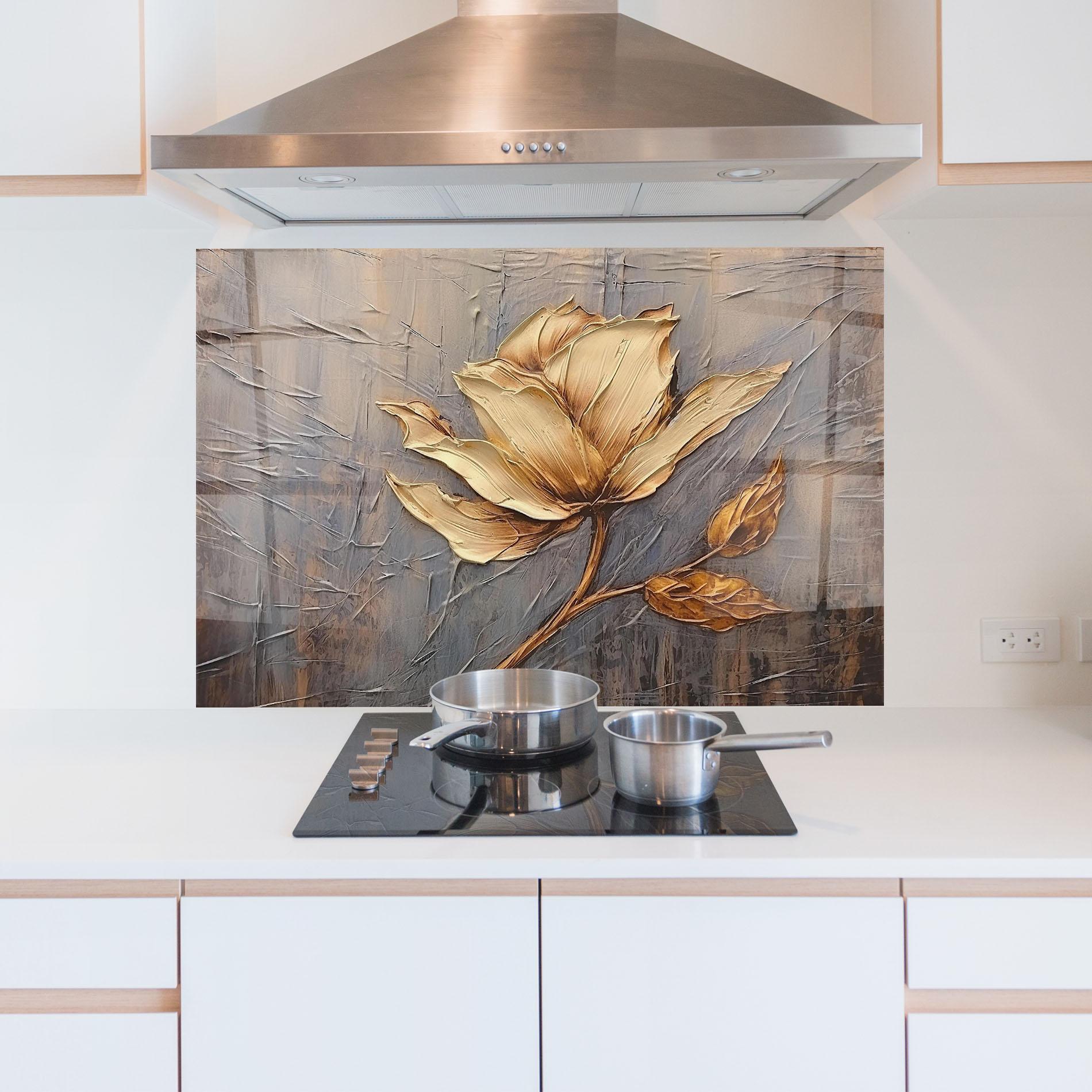 Konyhai üveg hátfal Cream Rose On Blue mockup 5