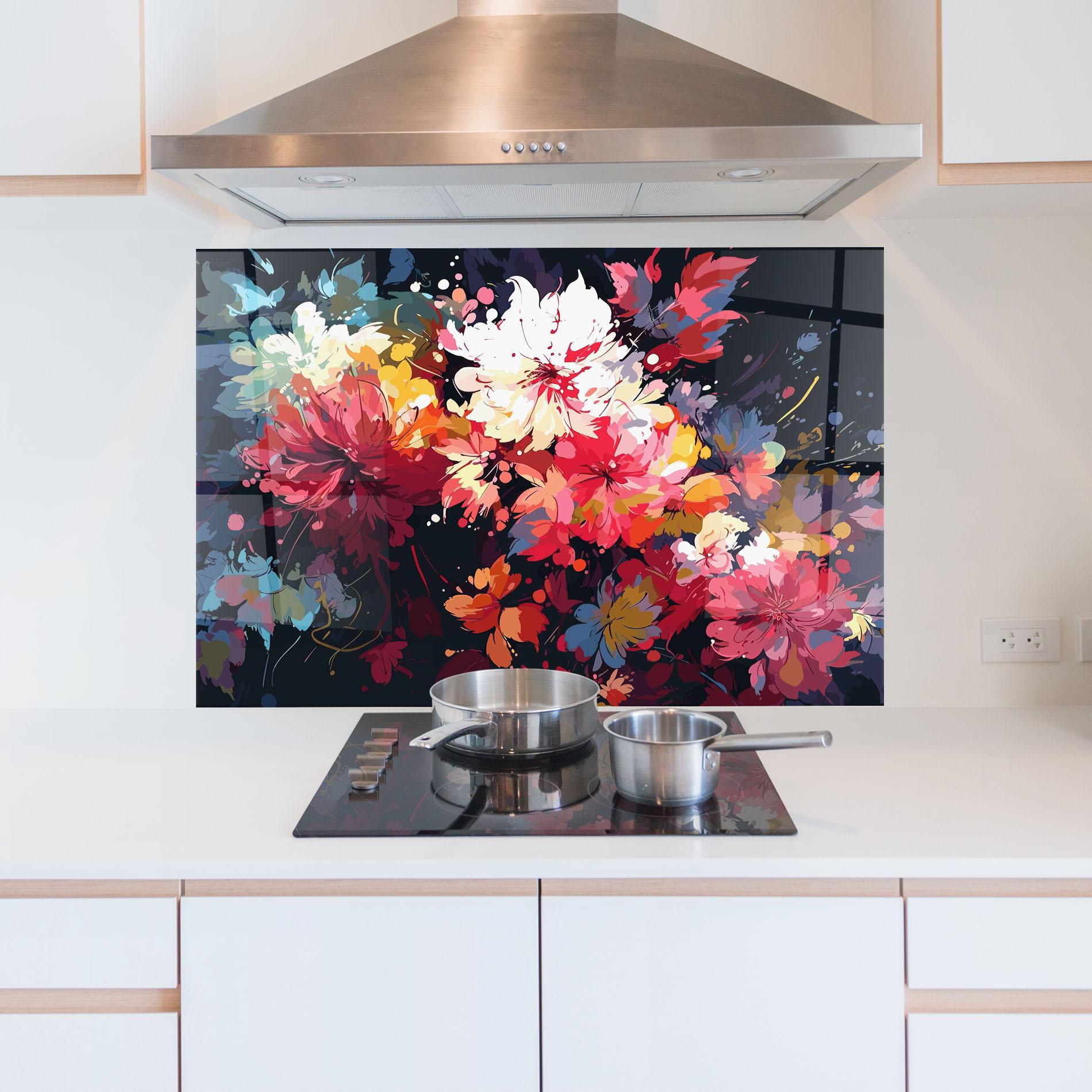 Konyhai üveg hátfal Flower Art Texture mockup 5