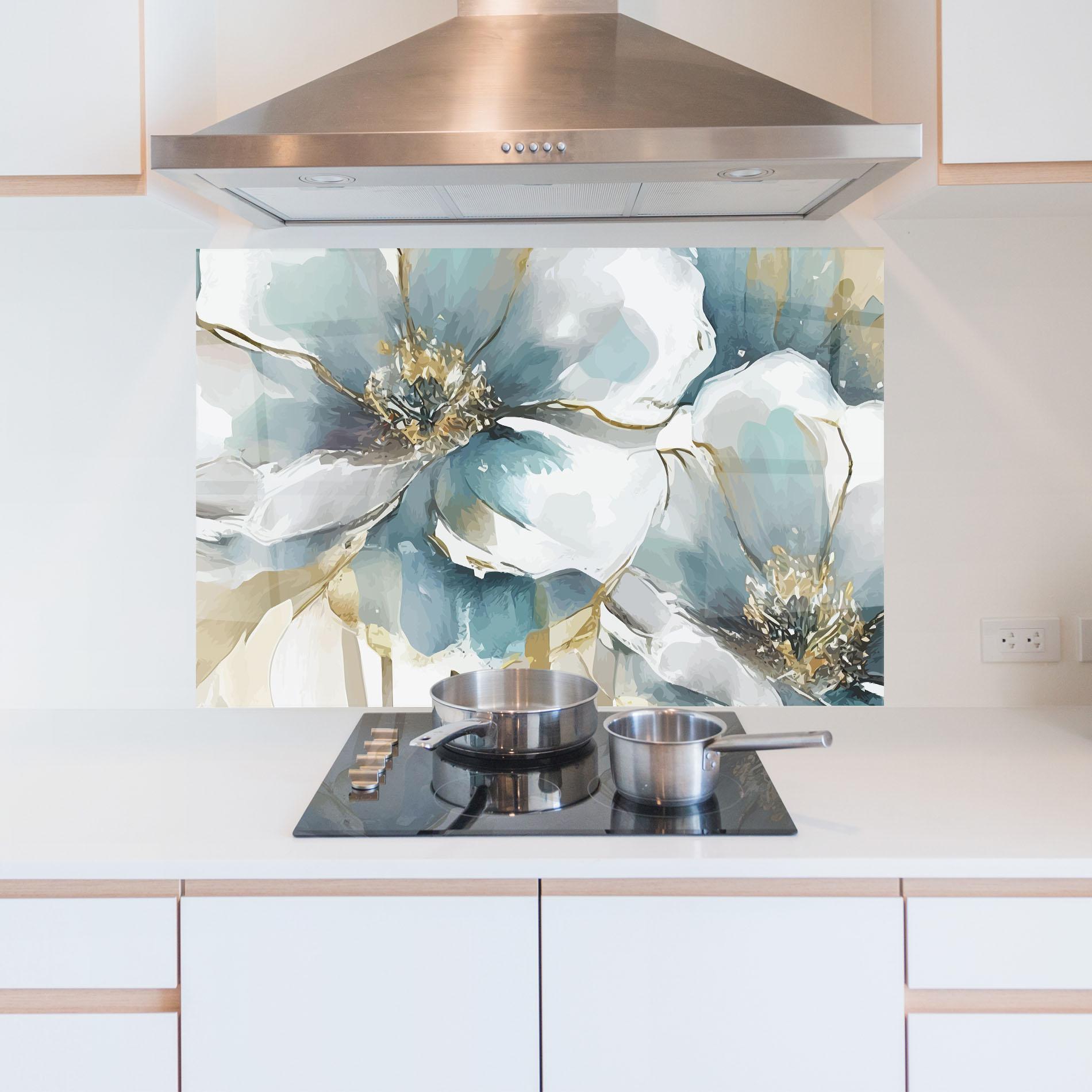 Konyhai üveg hátfal Flower Mix Art mockup 5