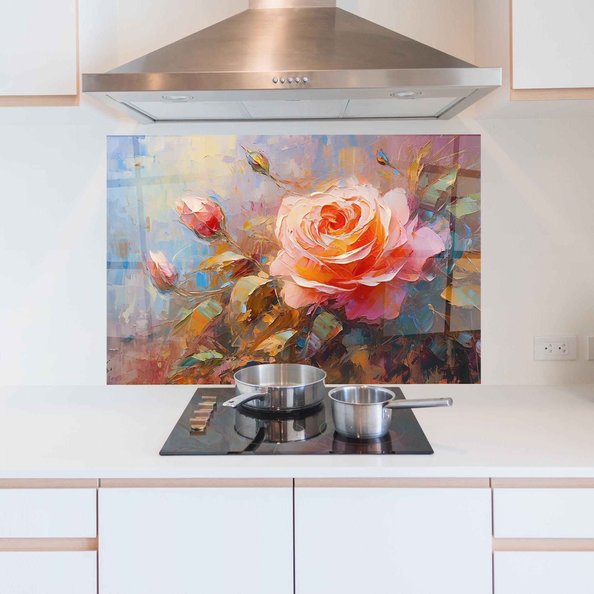 Konyhai üveg hátfal Light Pink Rose Art mockup 5