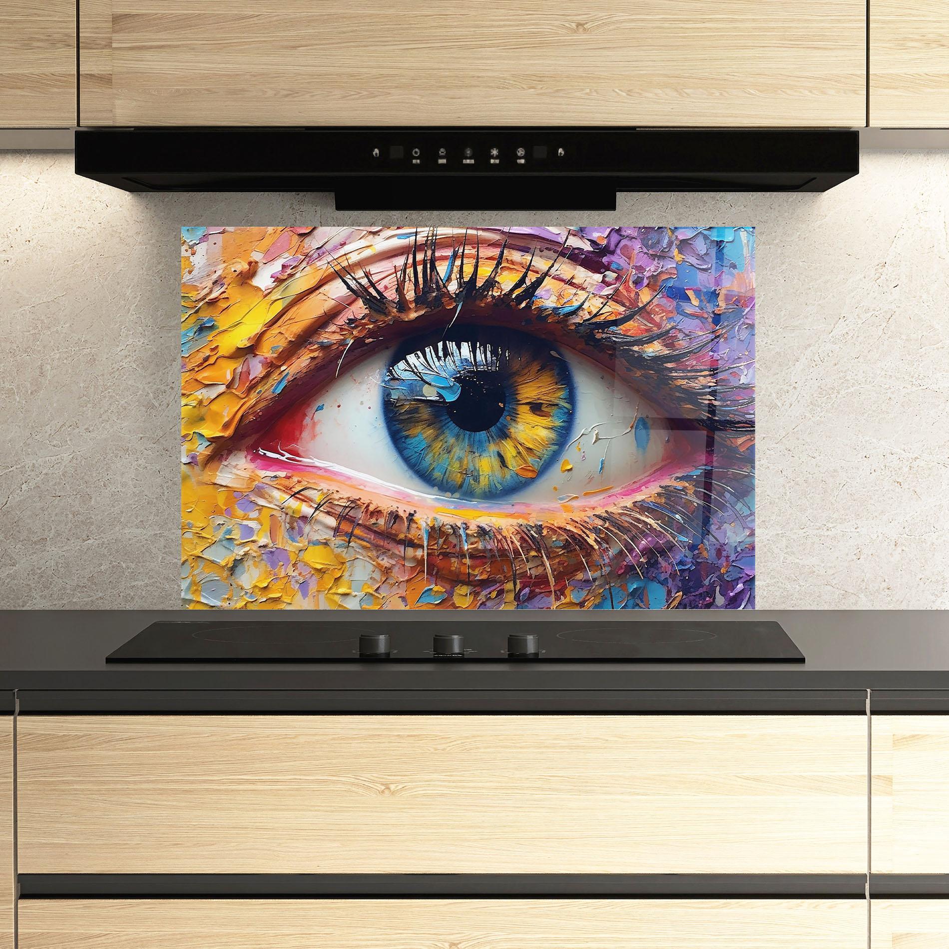 Konyhai üveg hátfal Blue Eyes Art mockup 3