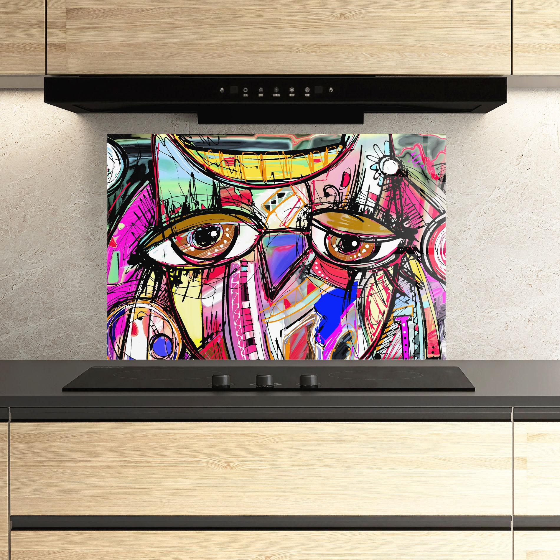 Konyhai üveg hátfal Color Mix Eyes mockup 3