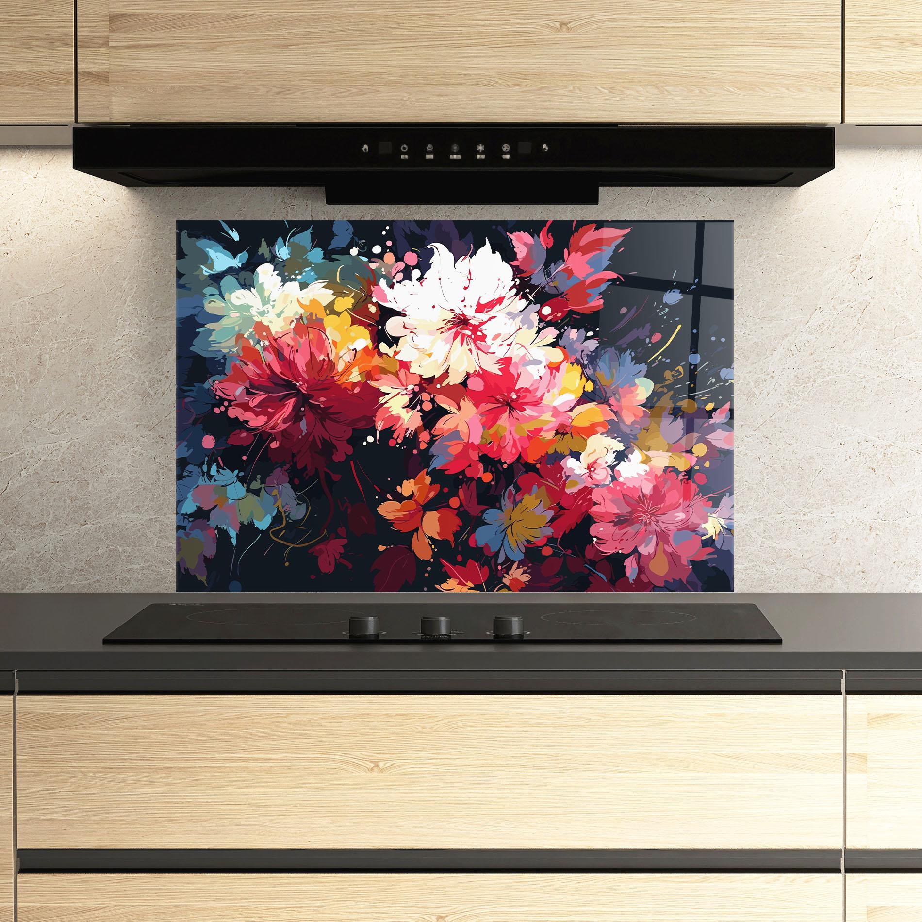 Konyhai üveg hátfal Flower Art Texture mockup 3