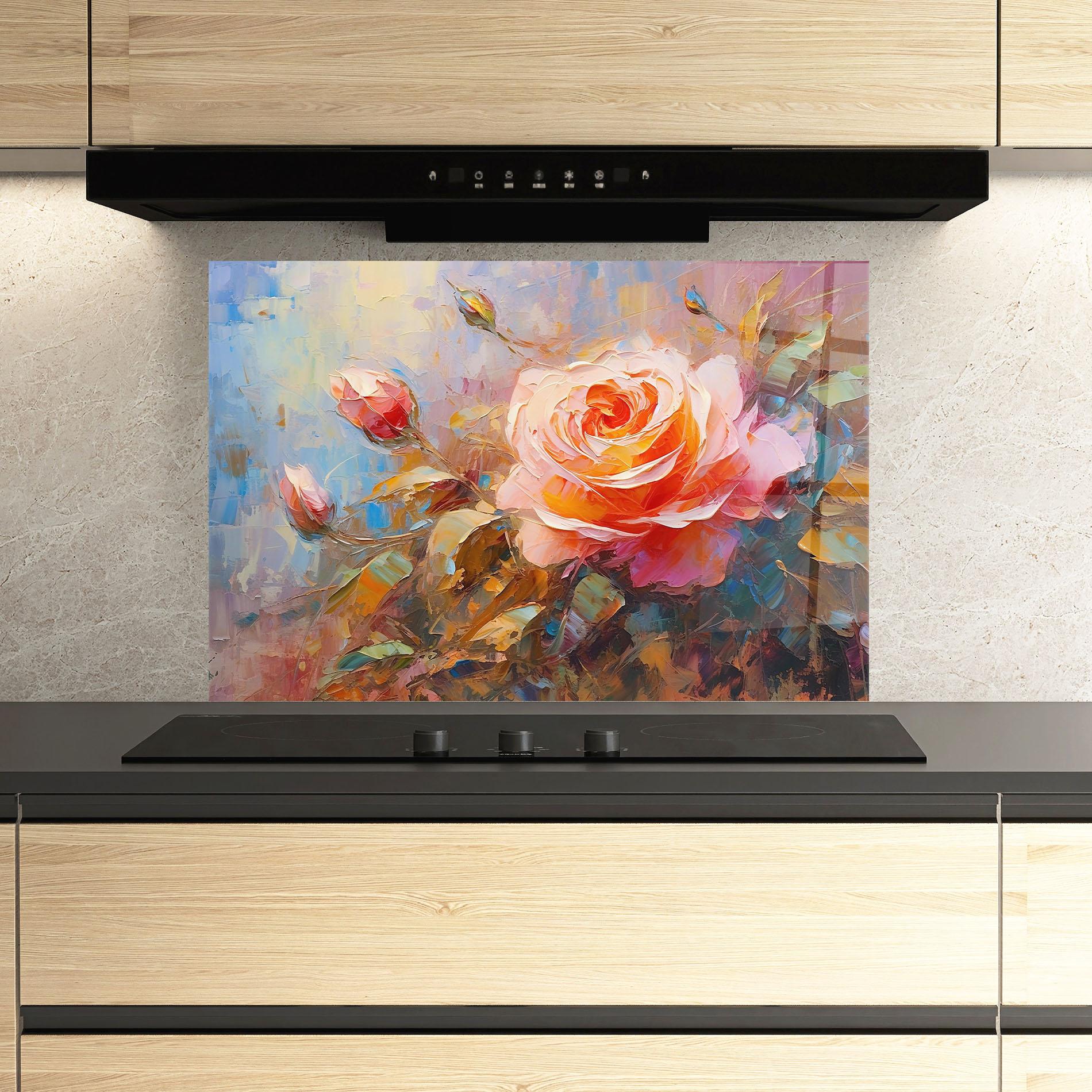 Konyhai üveg hátfal Light Pink Rose Art mockup 3