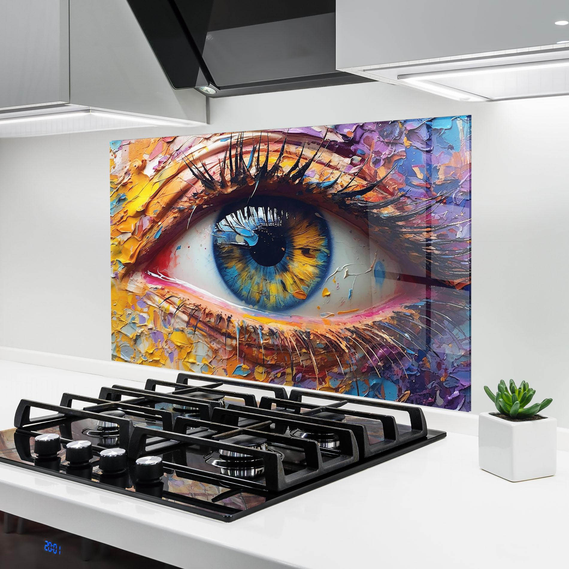 Konyhai üveg hátfal Blue Eyes Art mockup 6