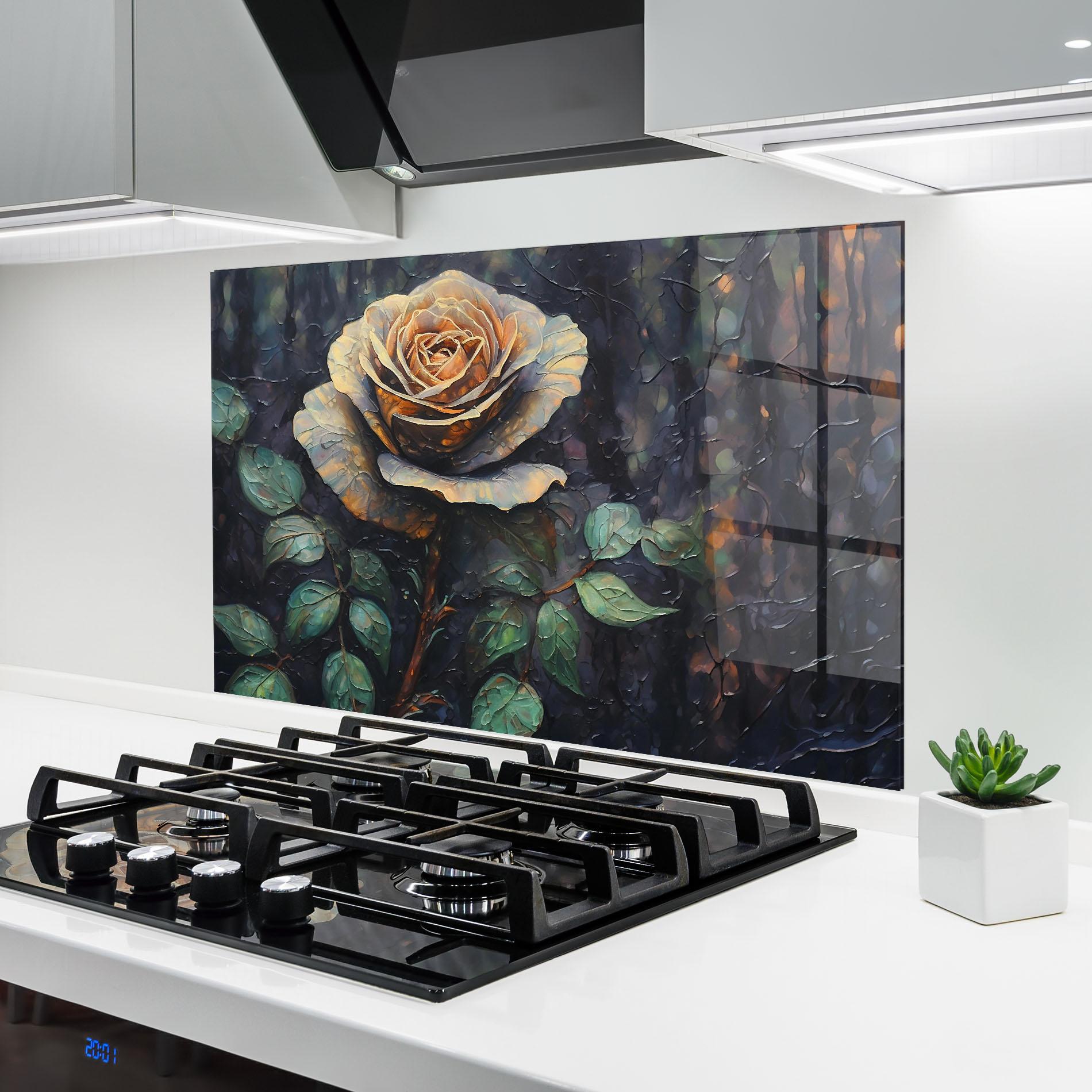 Konyhai üveg hátfal Blue Yellow Rose Art mockup 6