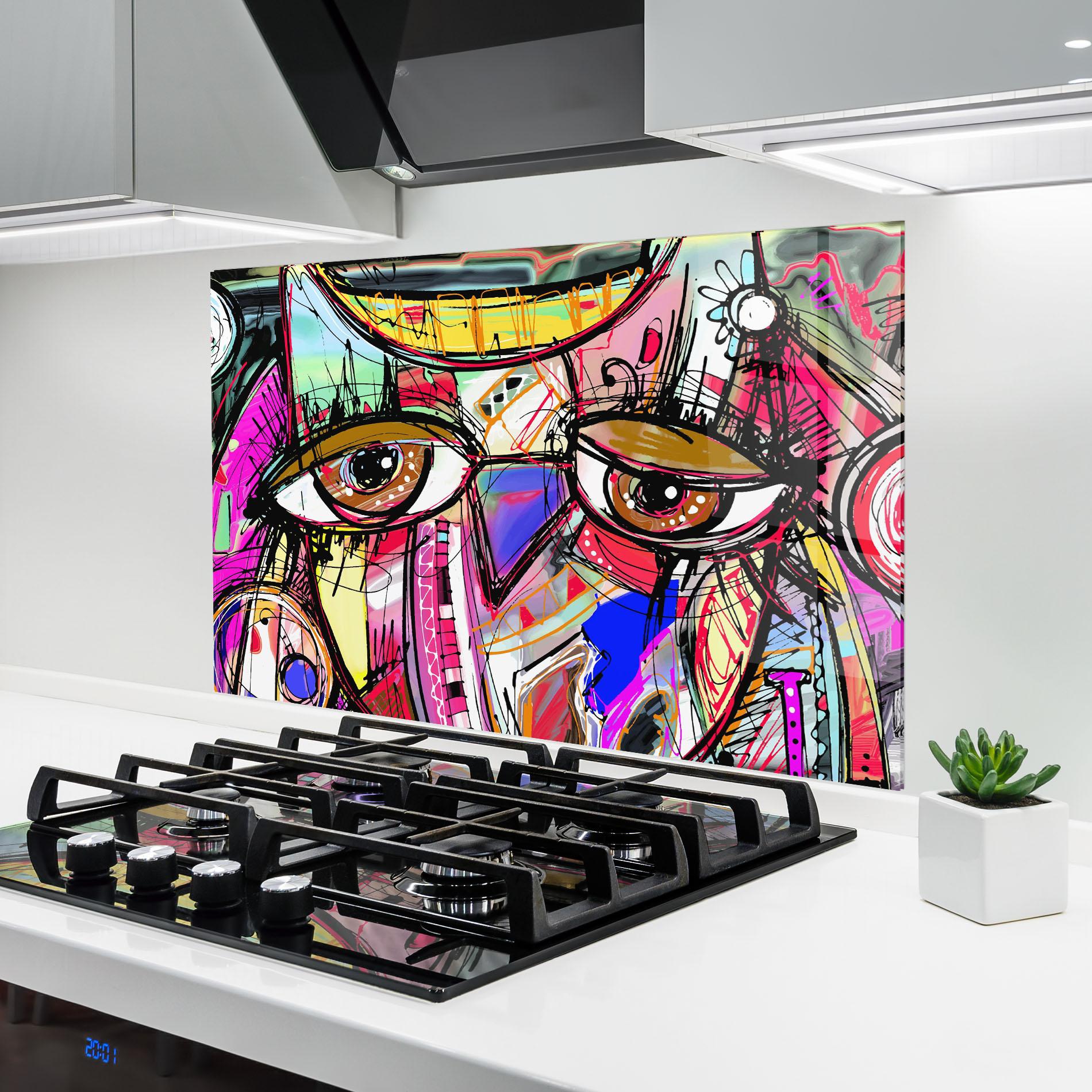 Konyhai üveg hátfal Color Mix Eyes mockup 6