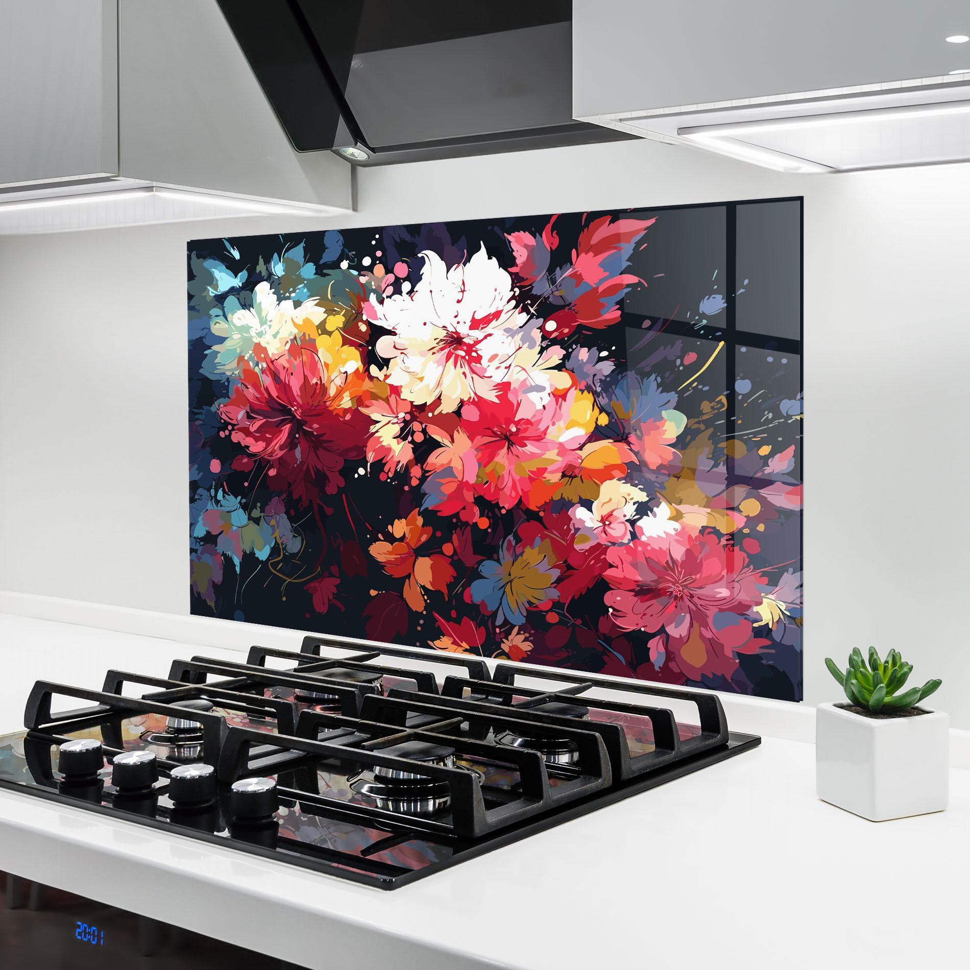 Konyhai üveg hátfal Flower Art Texture mockup 6