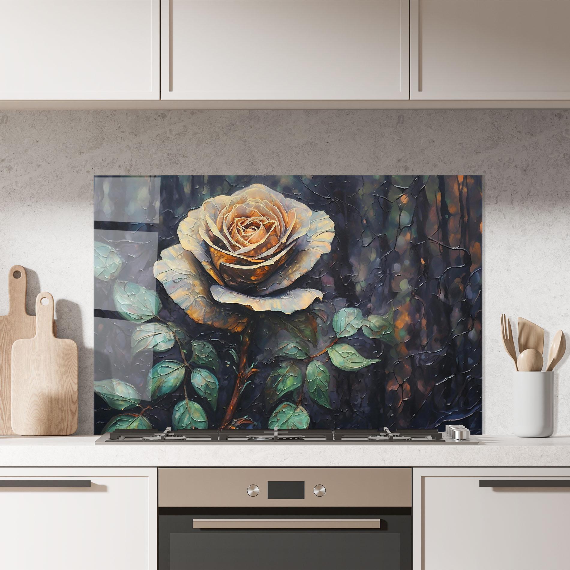 Konyhai üveg hátfal Blue Yellow Rose Art mockup 7