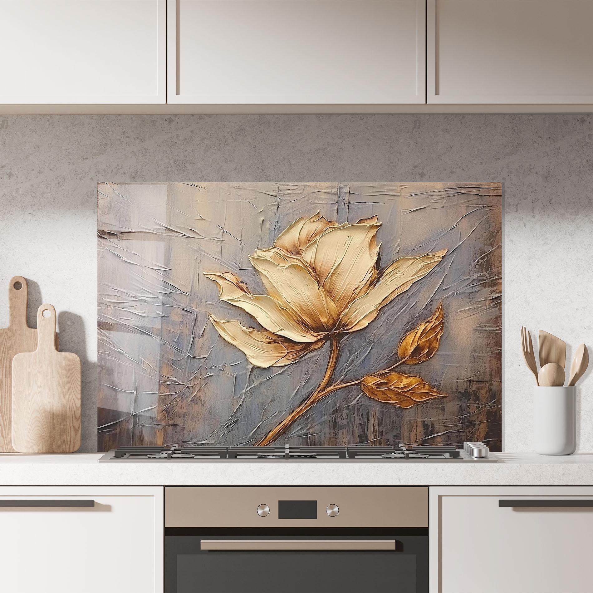 Konyhai üveg hátfal Cream Rose On Blue mockup 7