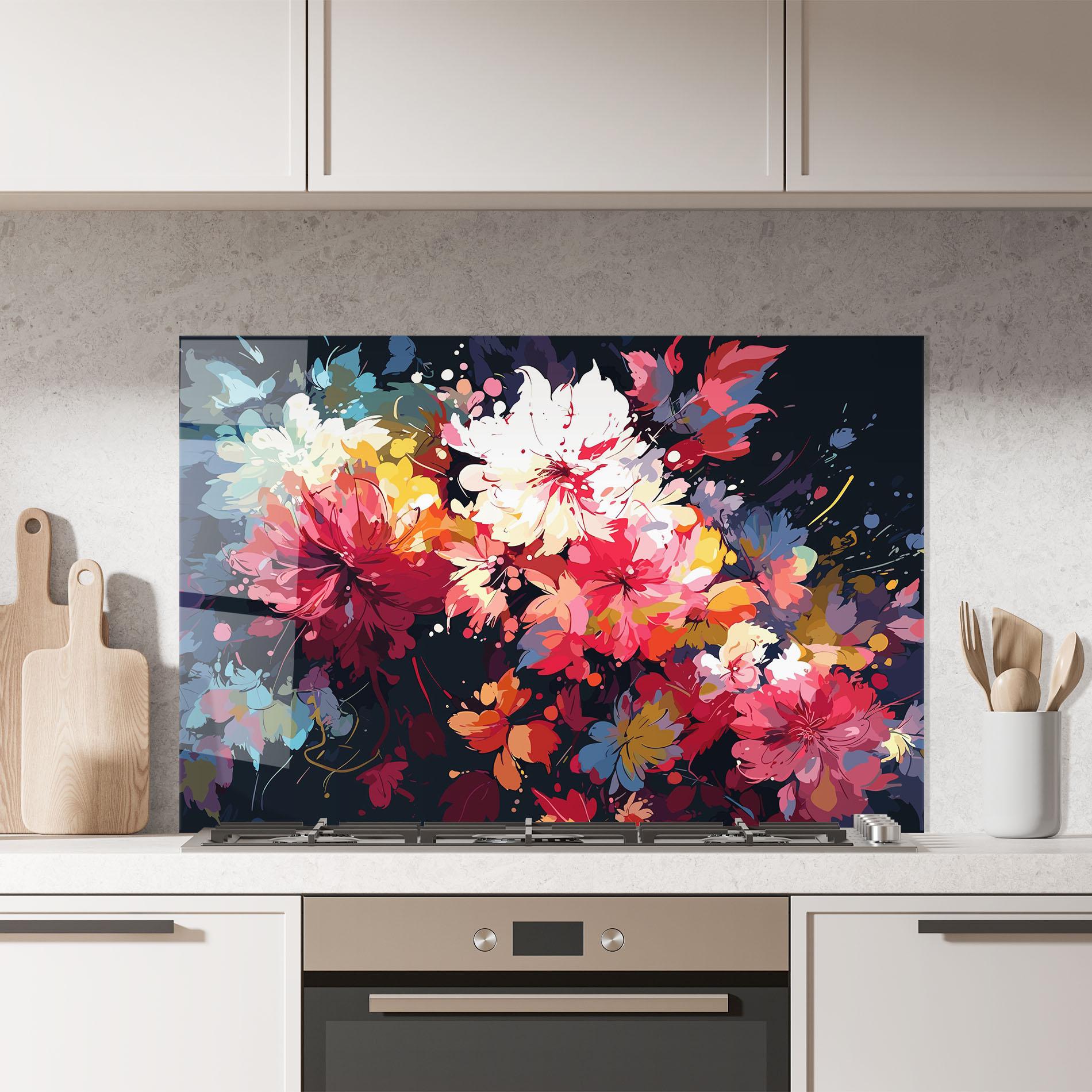 Konyhai üveg hátfal Flower Art Texture mockup 7