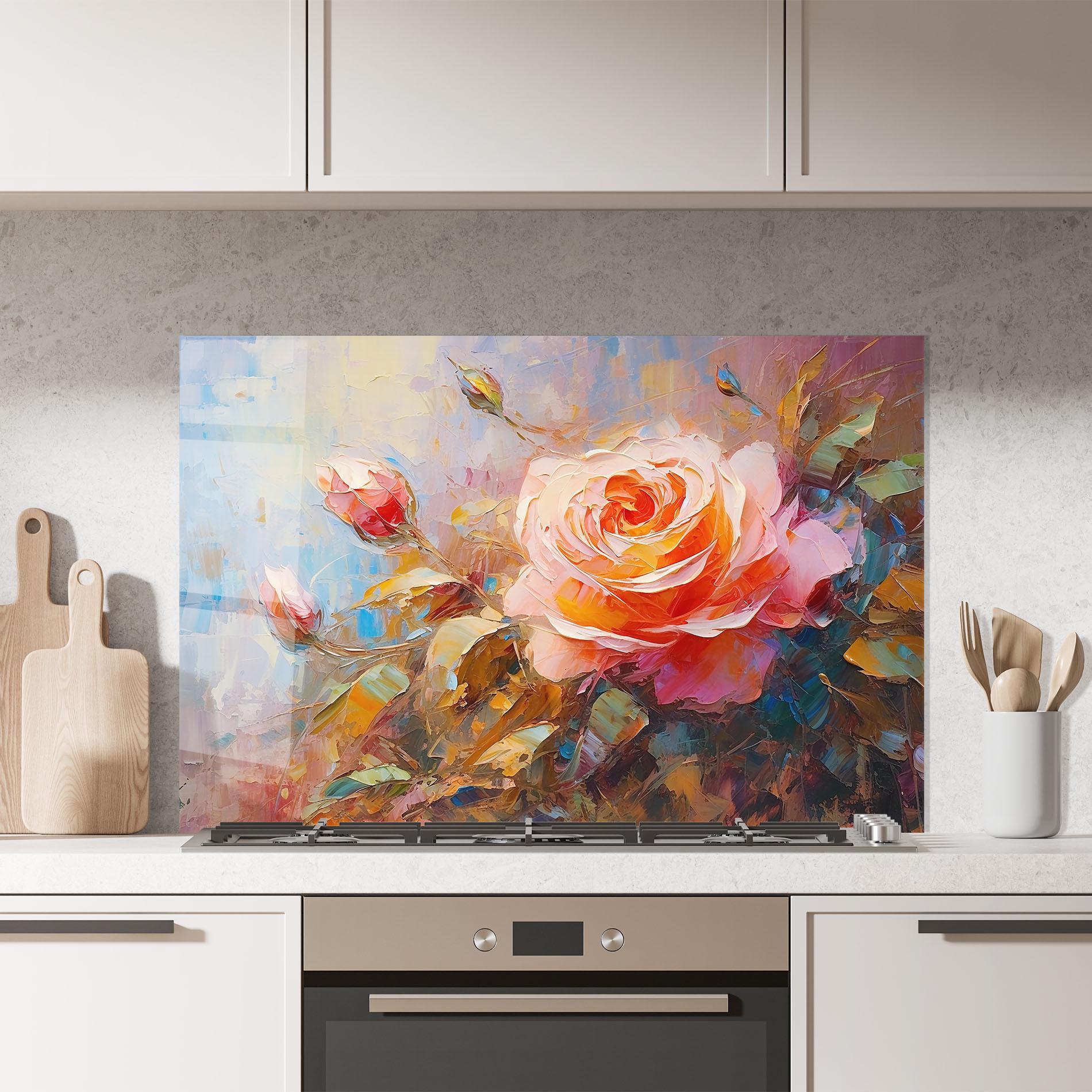 Konyhai üveg hátfal Light Pink Rose Art mockup 7