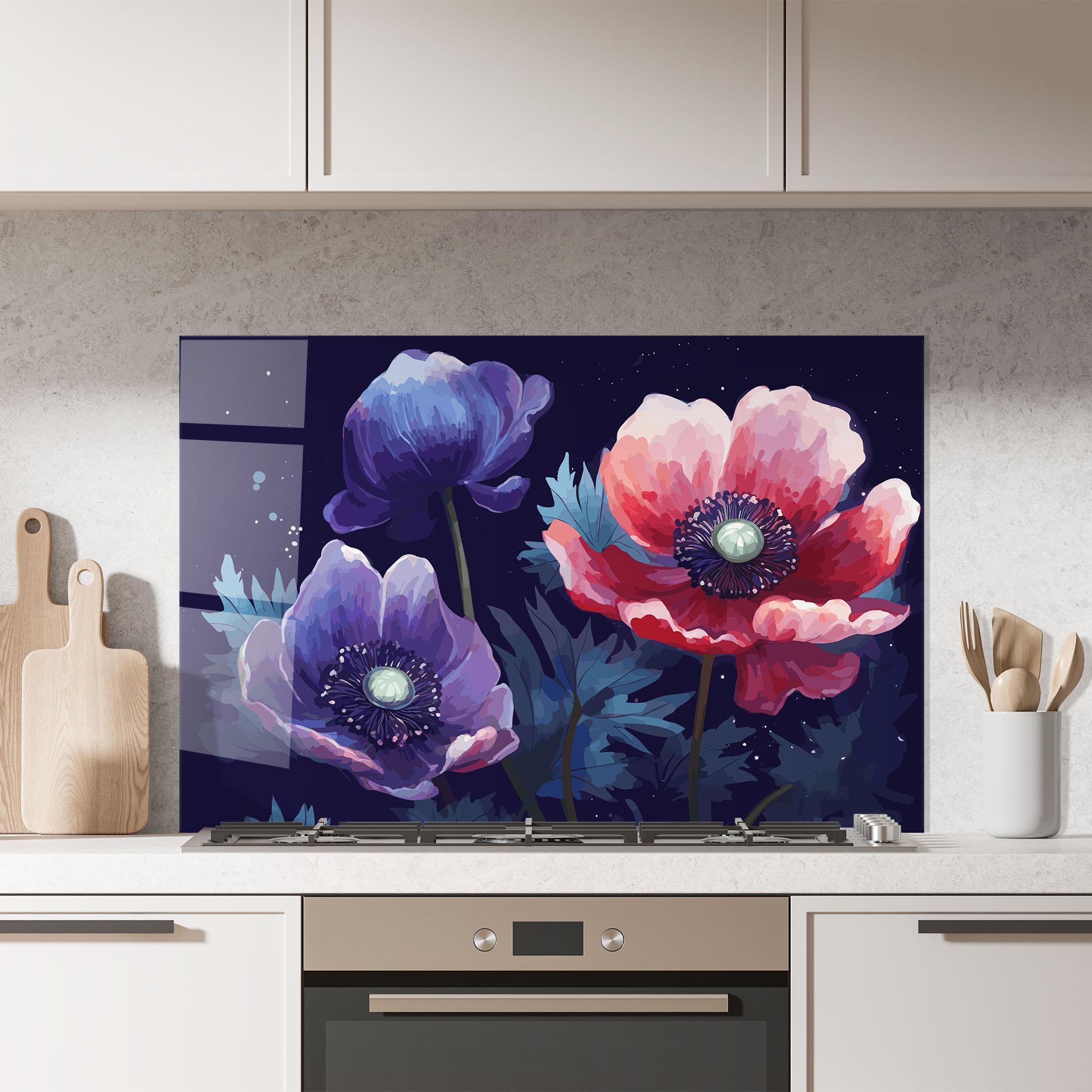 Konyhai üveg hátfal Night Poppy Art mockup 7
