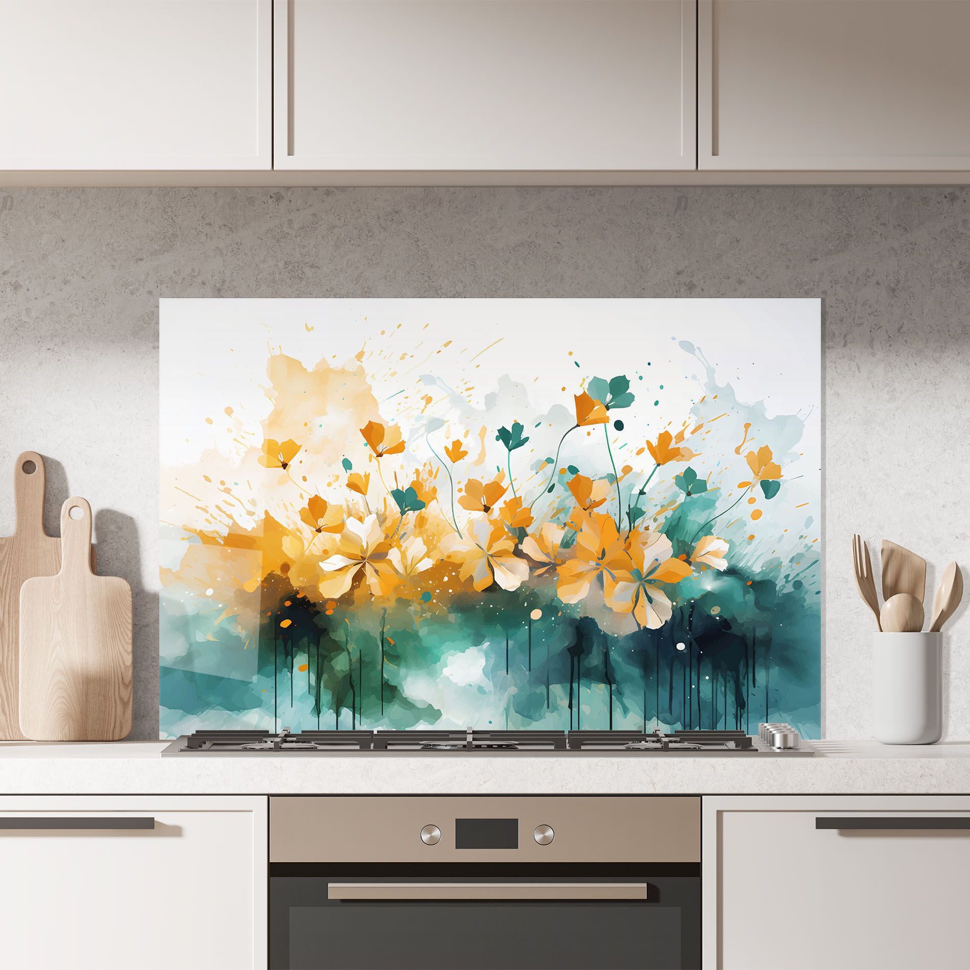 Orange Green Flowers mockup 7