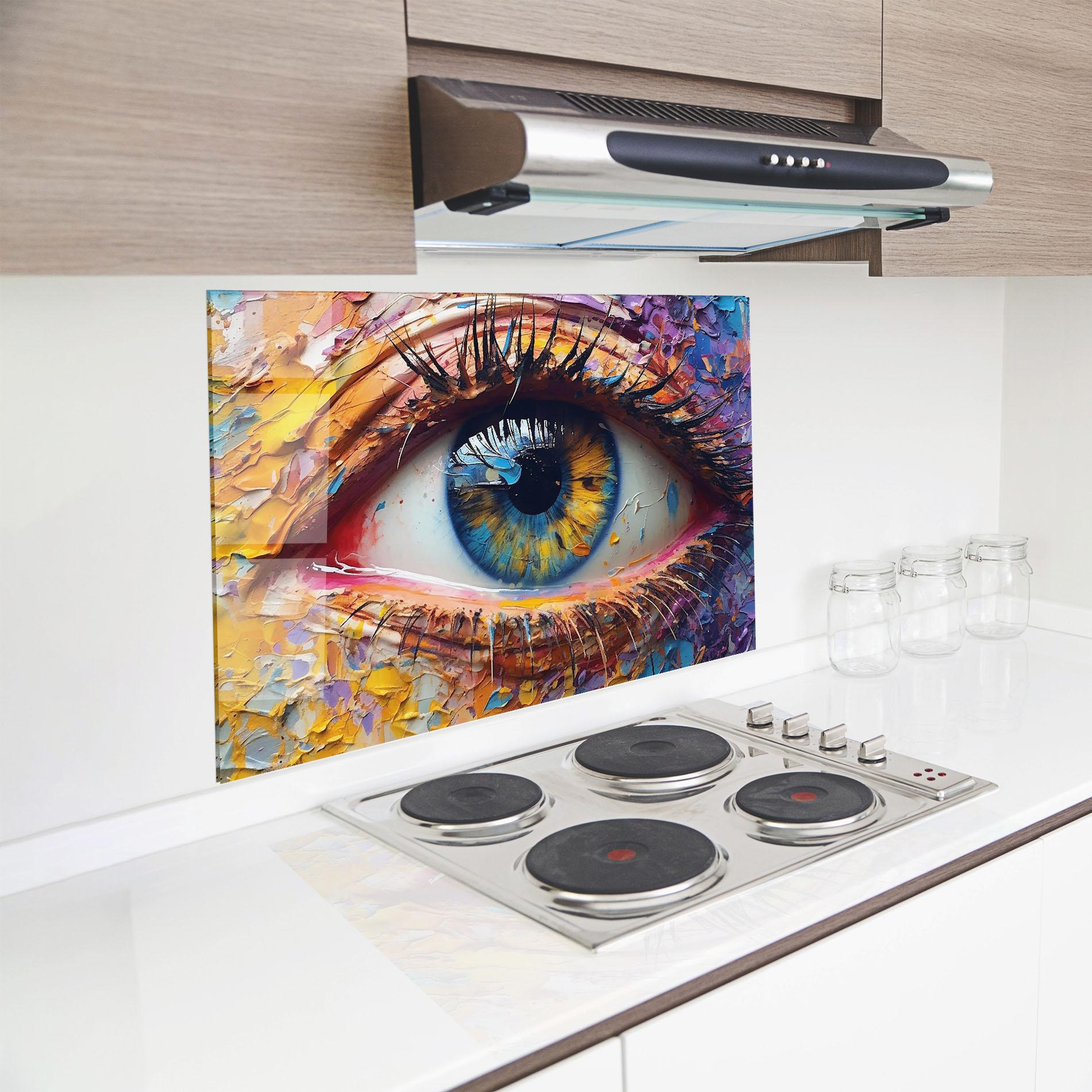 Konyhai üveg hátfal Blue Eyes Art mockup 8