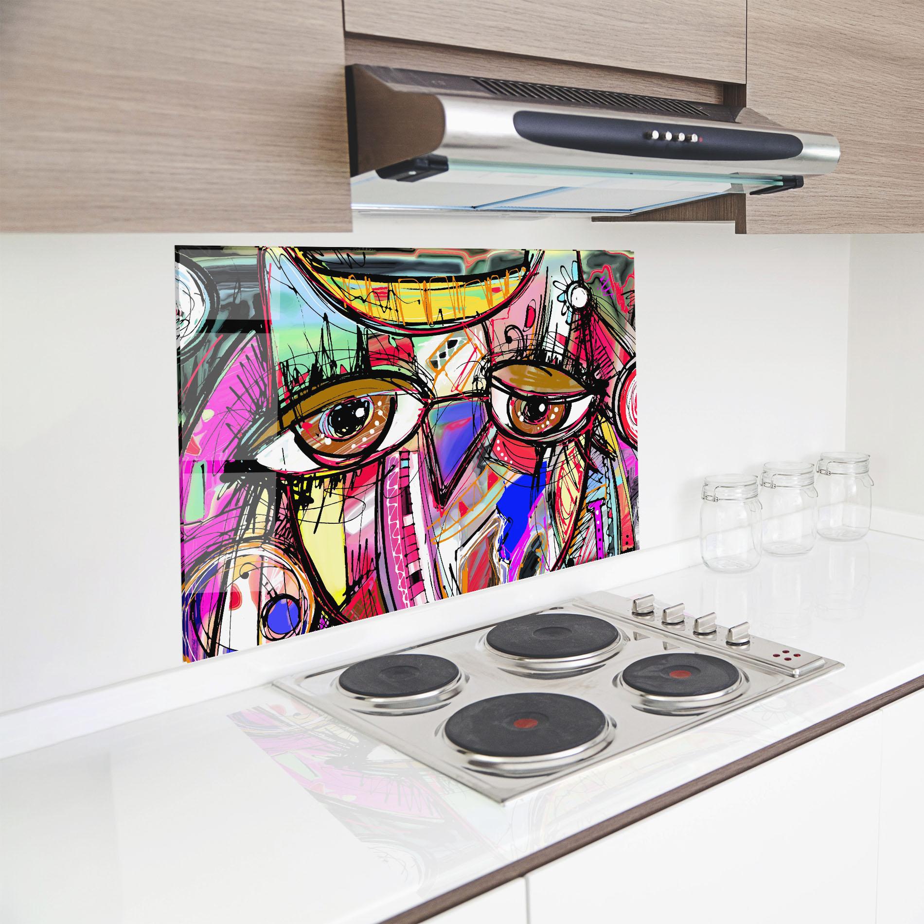 Konyhai üveg hátfal Color Mix Eyes mockup 8