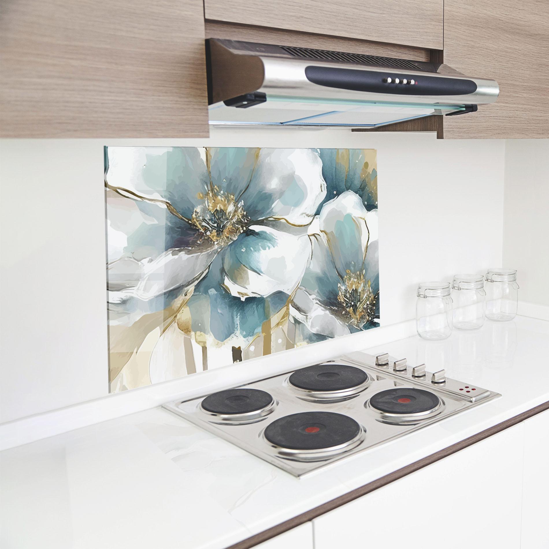 Konyhai üveg hátfal Flower Mix Art mockup 8