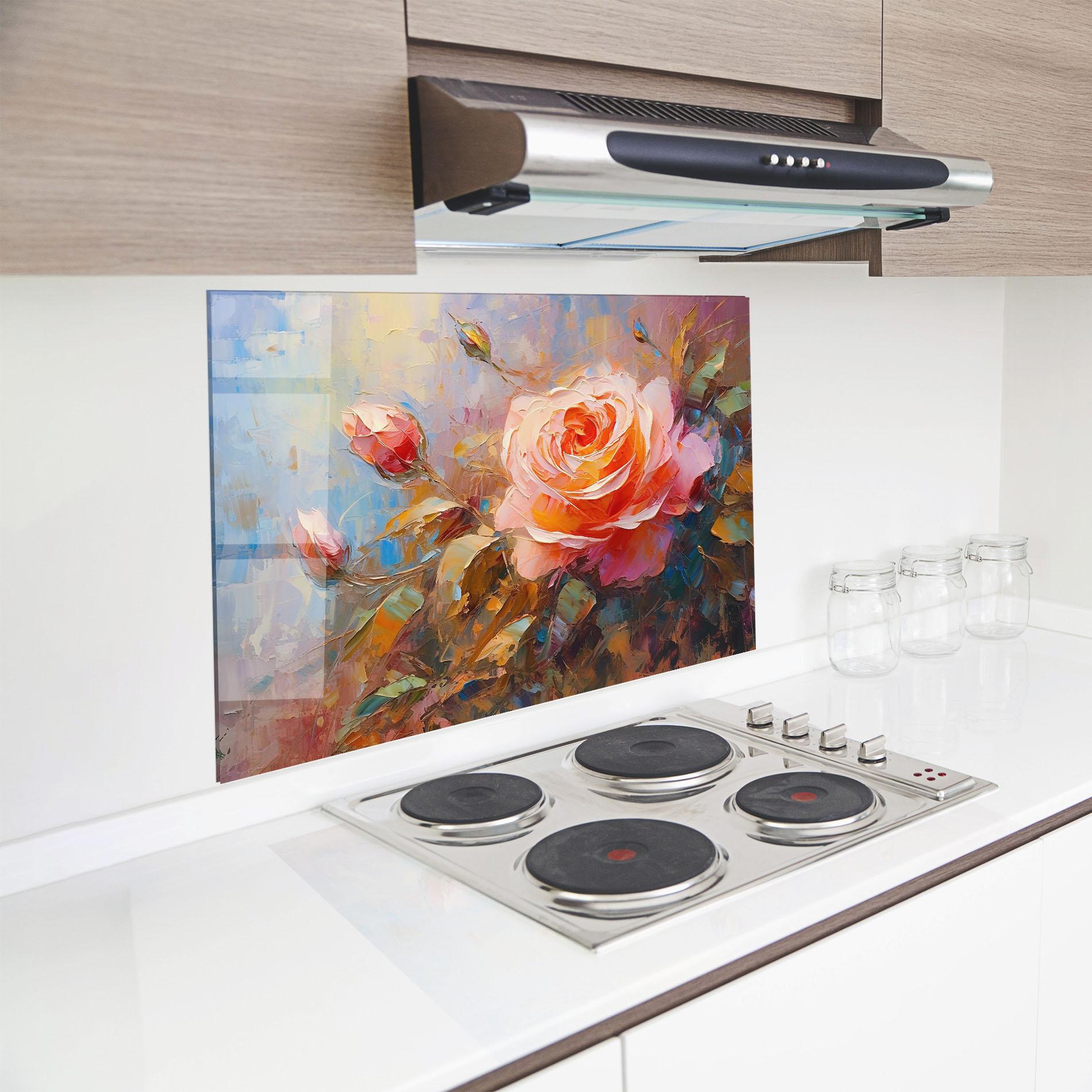 Konyhai üveg hátfal Light Pink Rose Art mockup 8