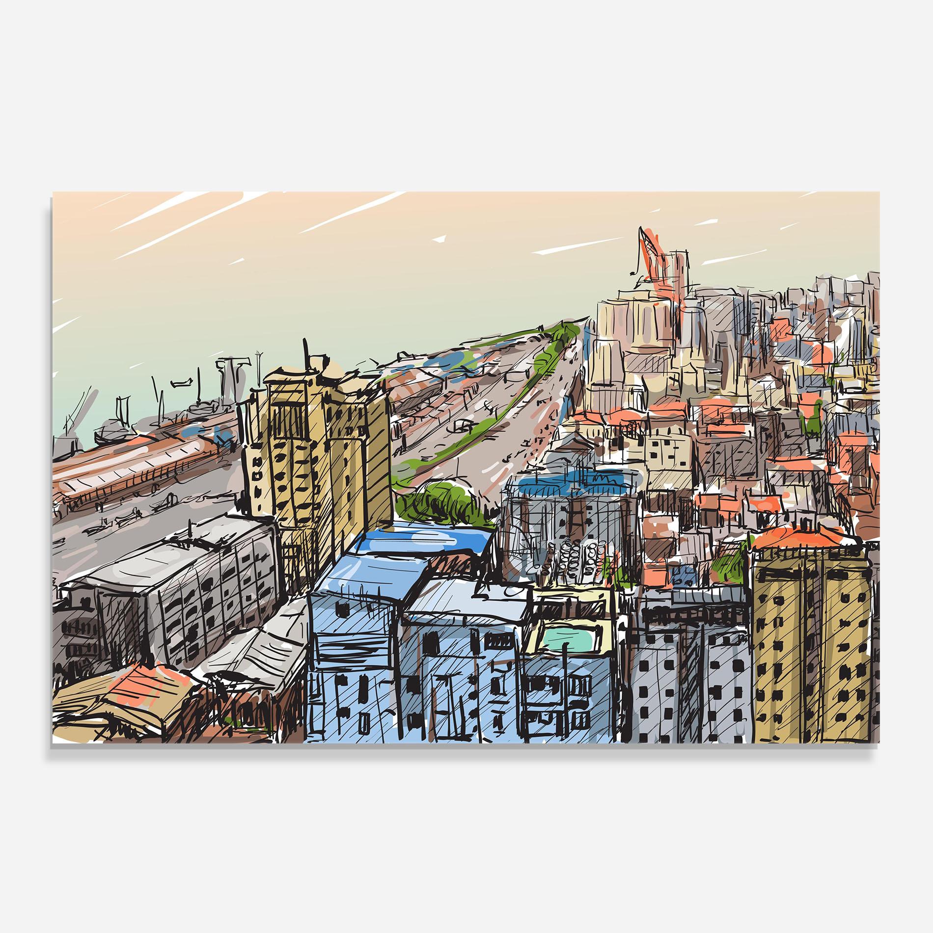 Konyhai üveg hátfal Big African City mockup 0