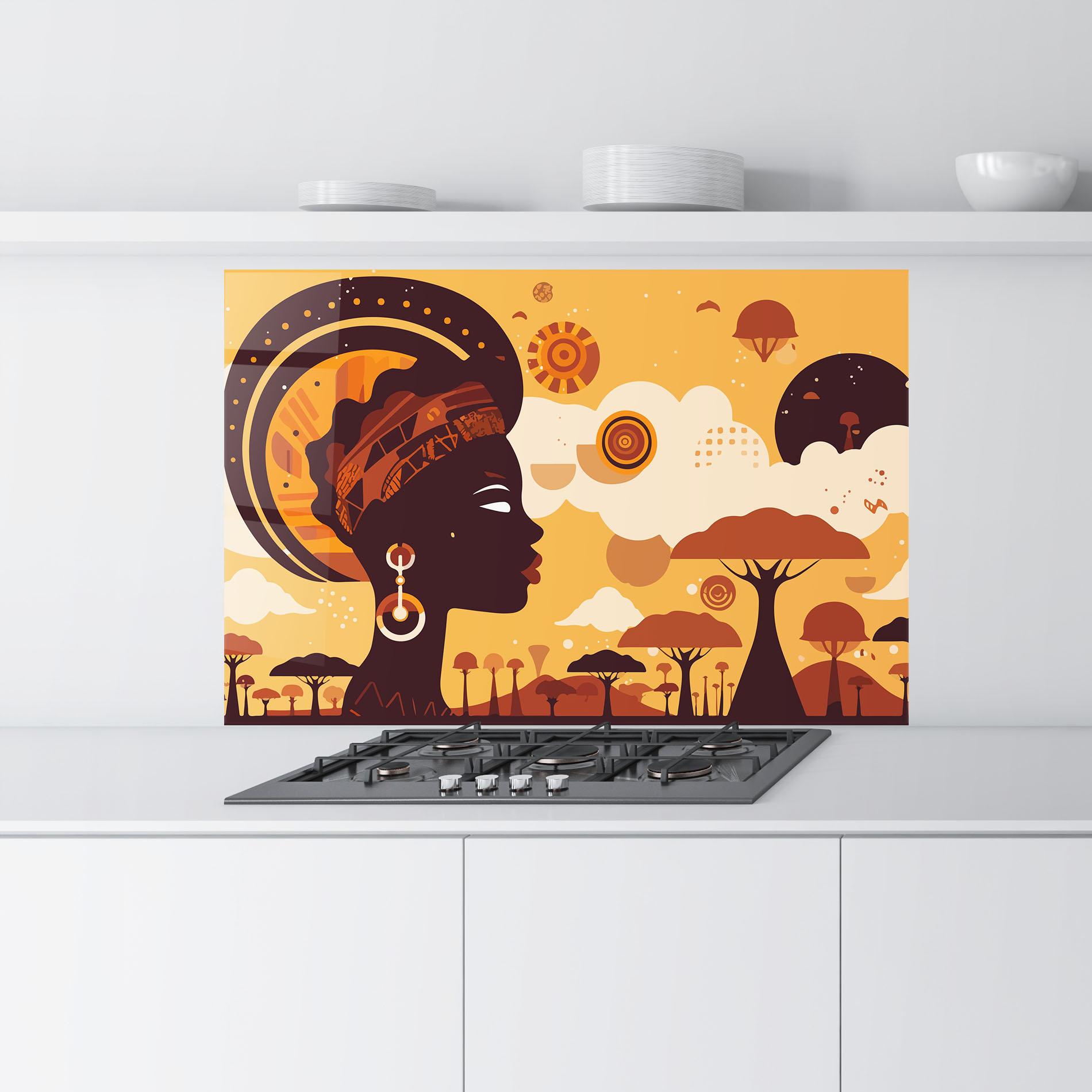 Konyhai üveg hátfal African Art mockup 9