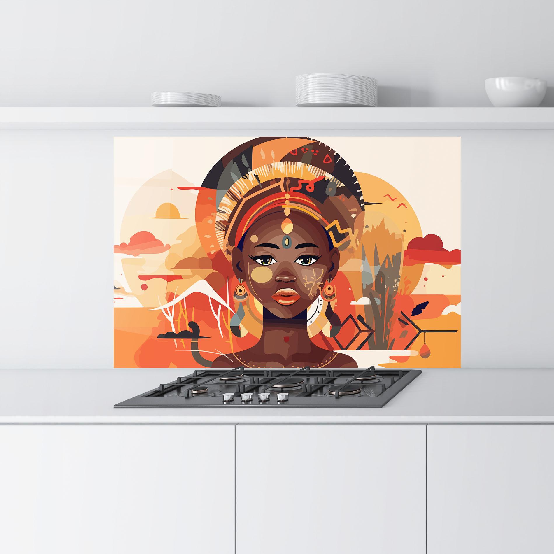 Konyhai üveg hátfal African Child Art mockup 9