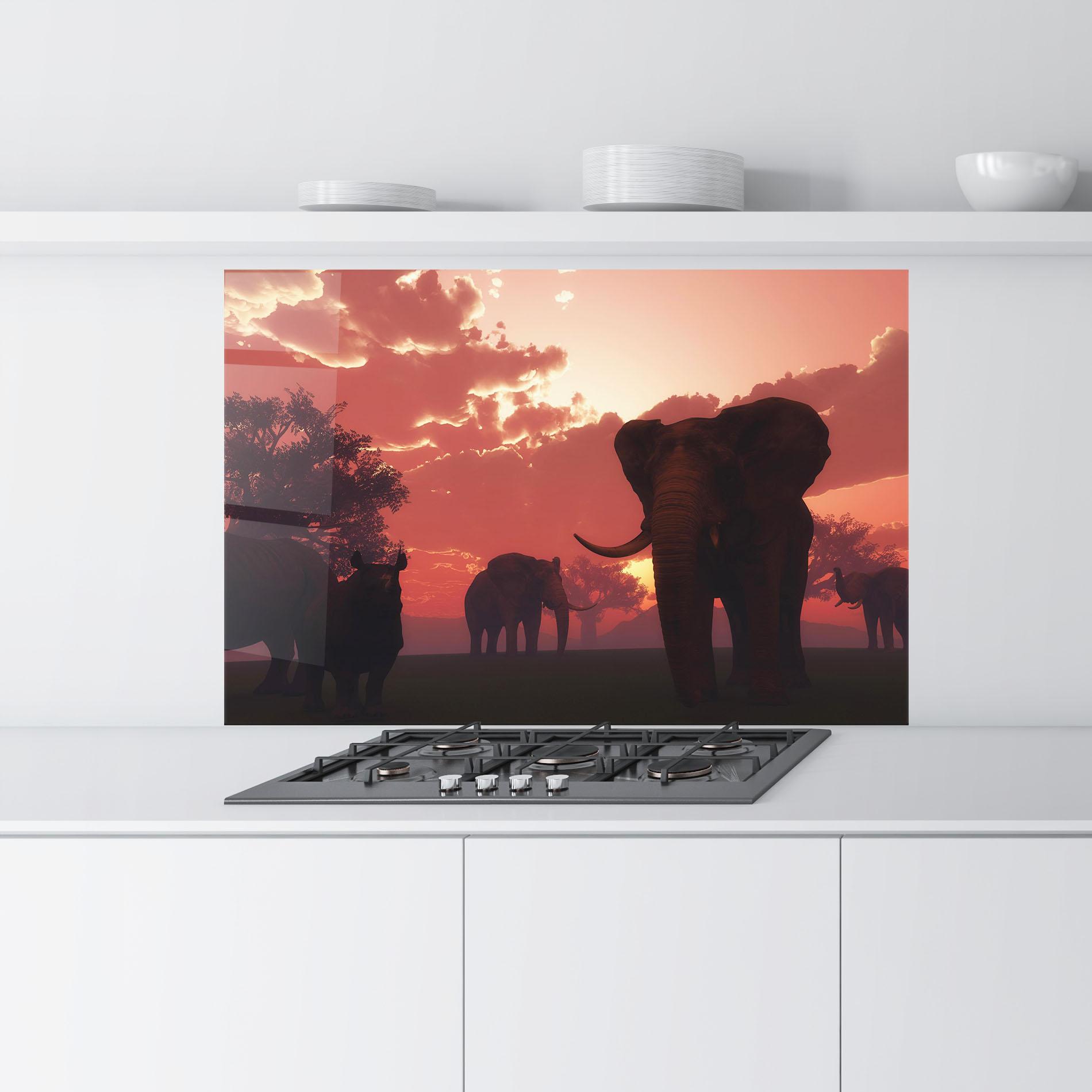Konyhai üveg hátfal African Elephant View mockup 9