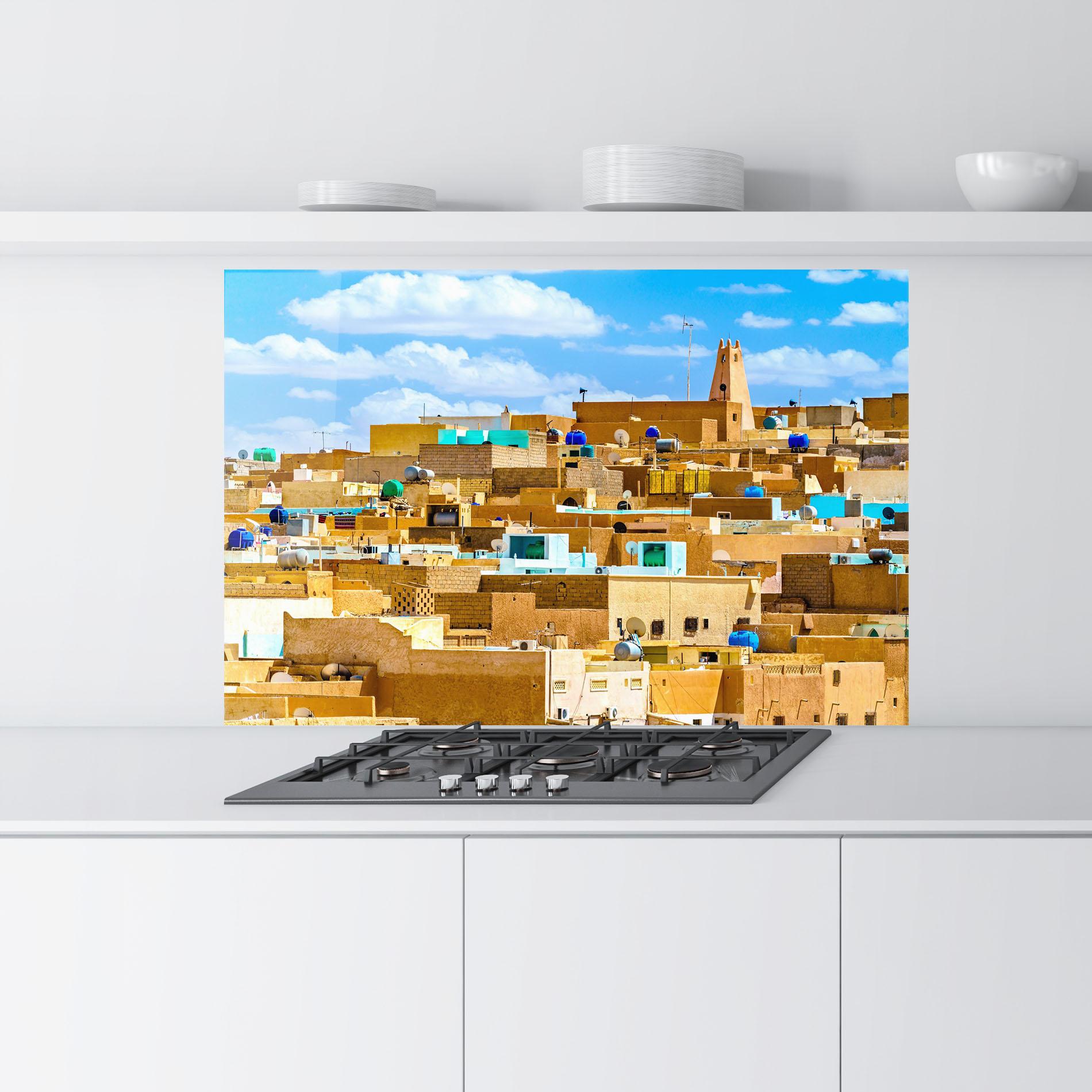 Konyhai üveg hátfal Atteuf Ancient Town mockup 9