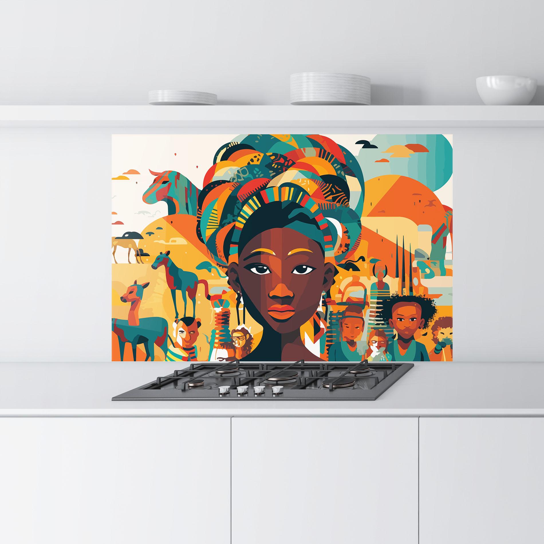 Konyhai üveg hátfal Child Africa Art mockup 9