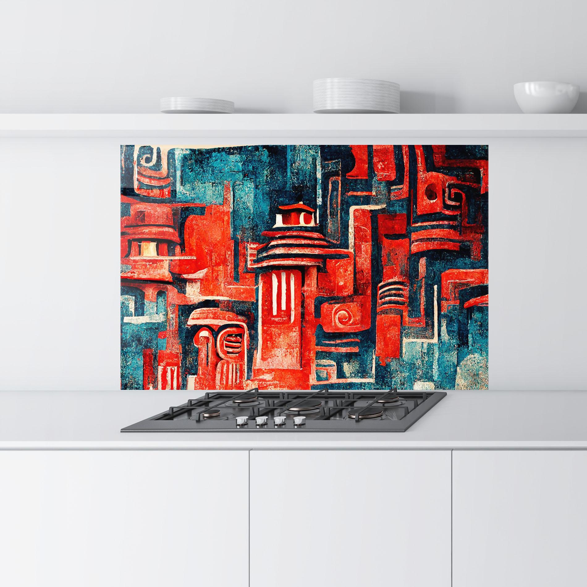 Konyhai üveg hátfal Decorative Navy Red mockup 9