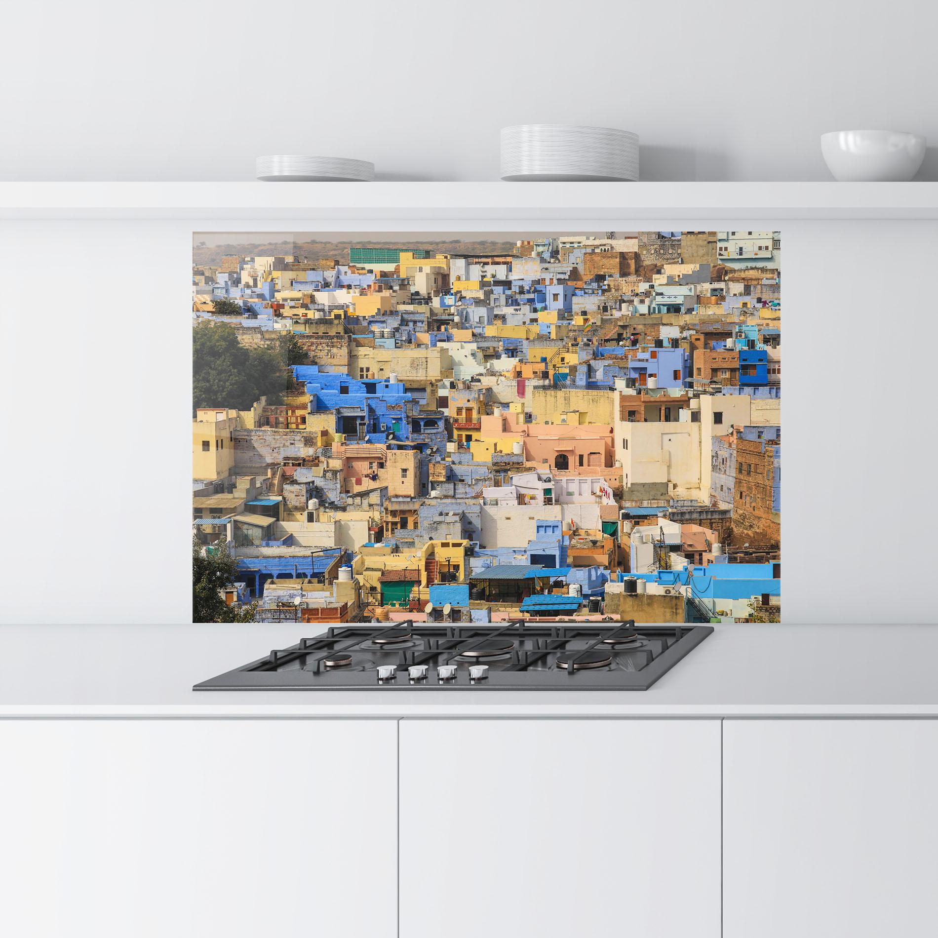 Konyhai üveg hátfal Rajasthan View India mockup 9