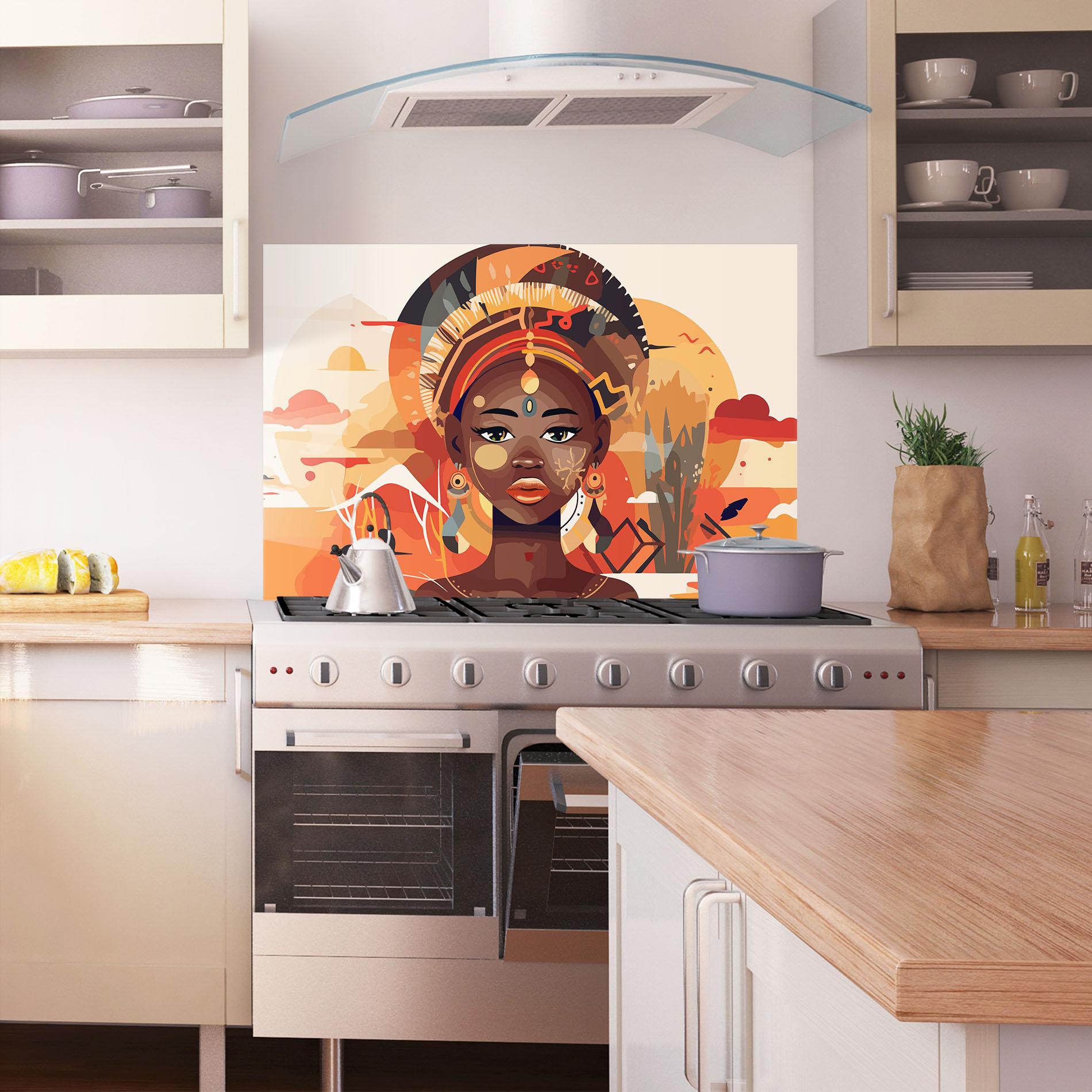 Konyhai üveg hátfal African Child Art mockup 1